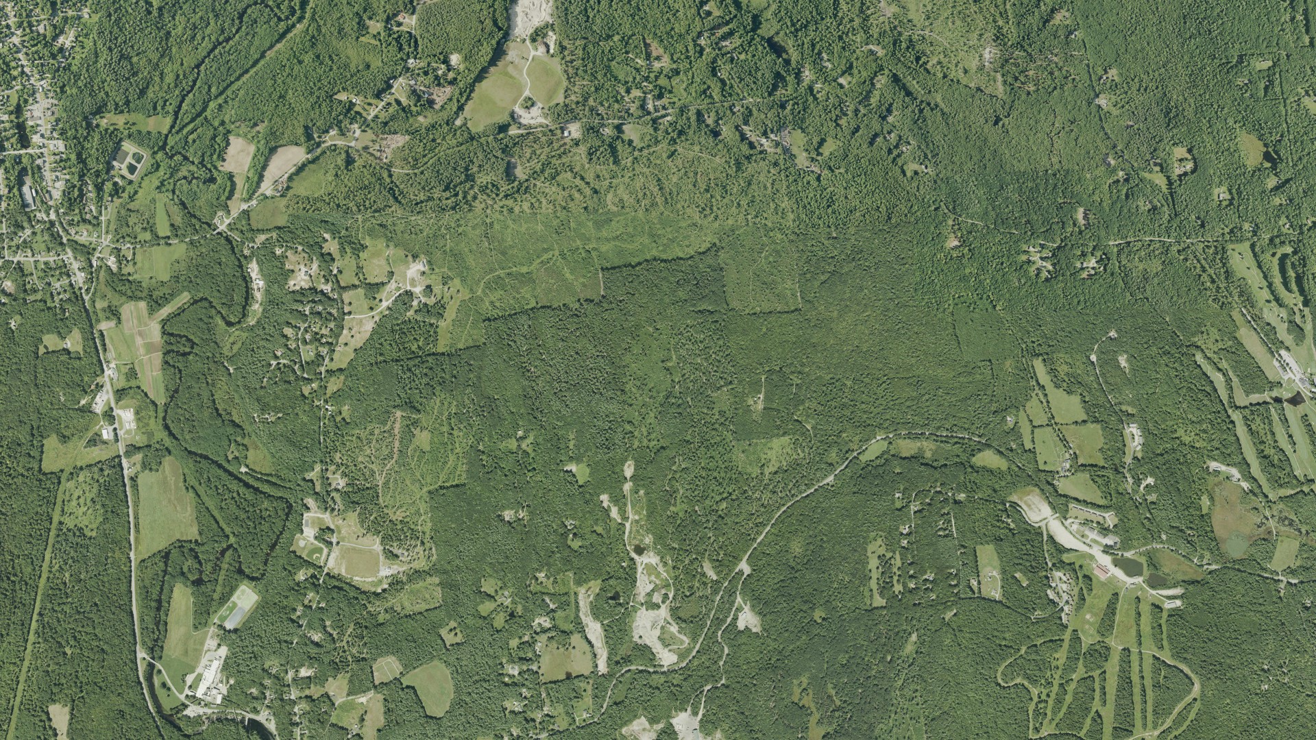 Natural-color aerial photograph of land around Bennington, New Hampshire