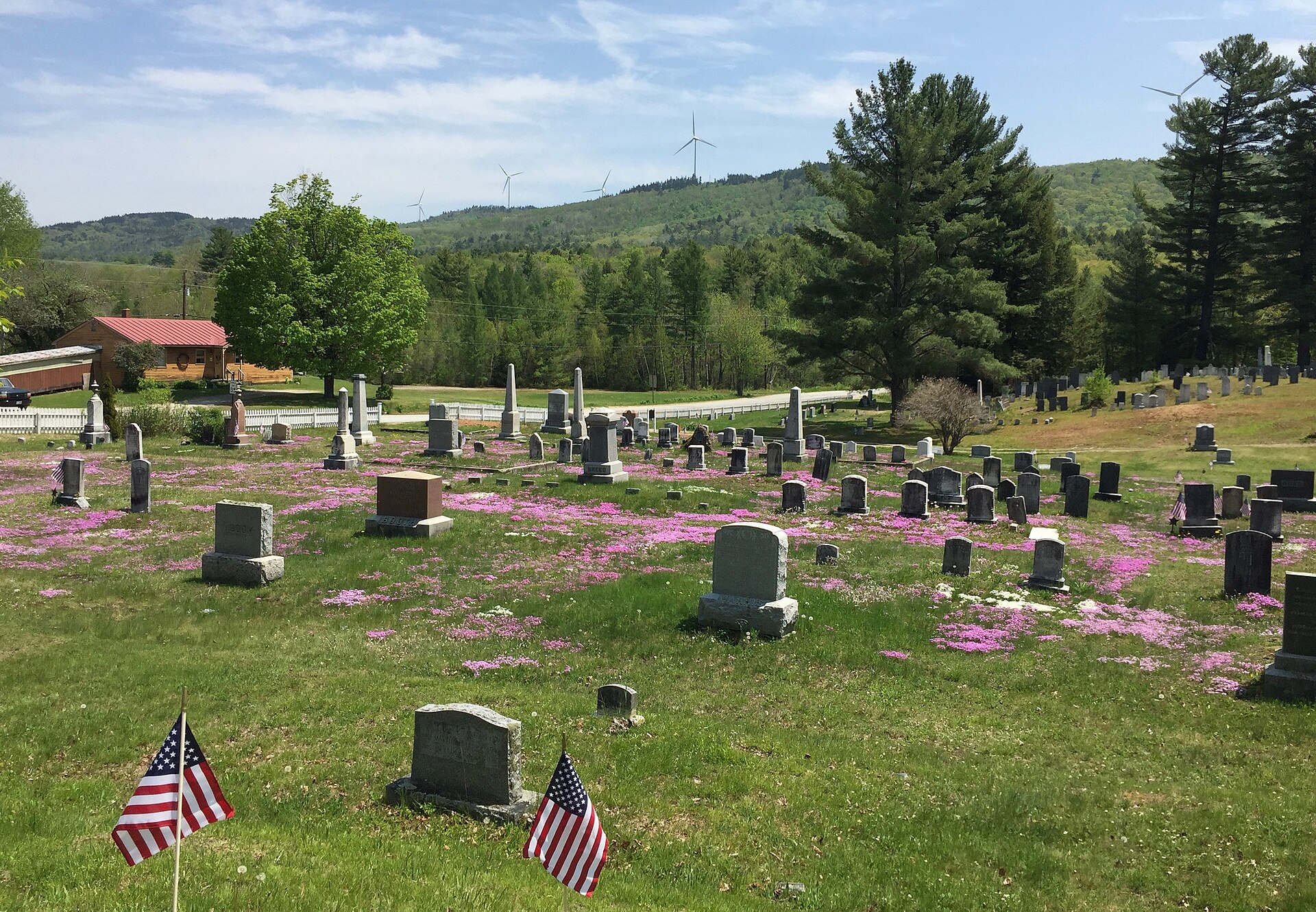 View of w:Lempster Mountain Wind Power Project from cemetery in w:East Lempster, New Hampshire, May 2016 — Sullivan County, New Hampshire