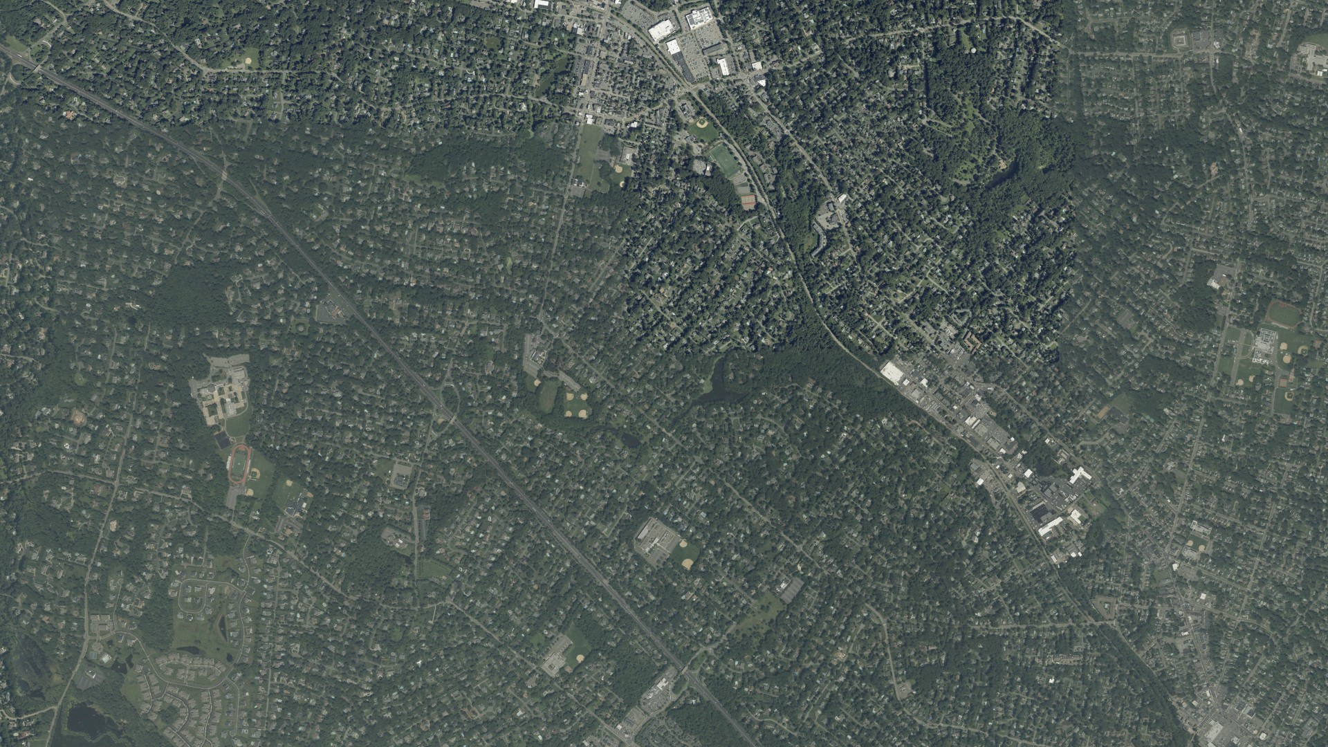 Natural-color aerial photograph of land around Wyckoff, New Jersey