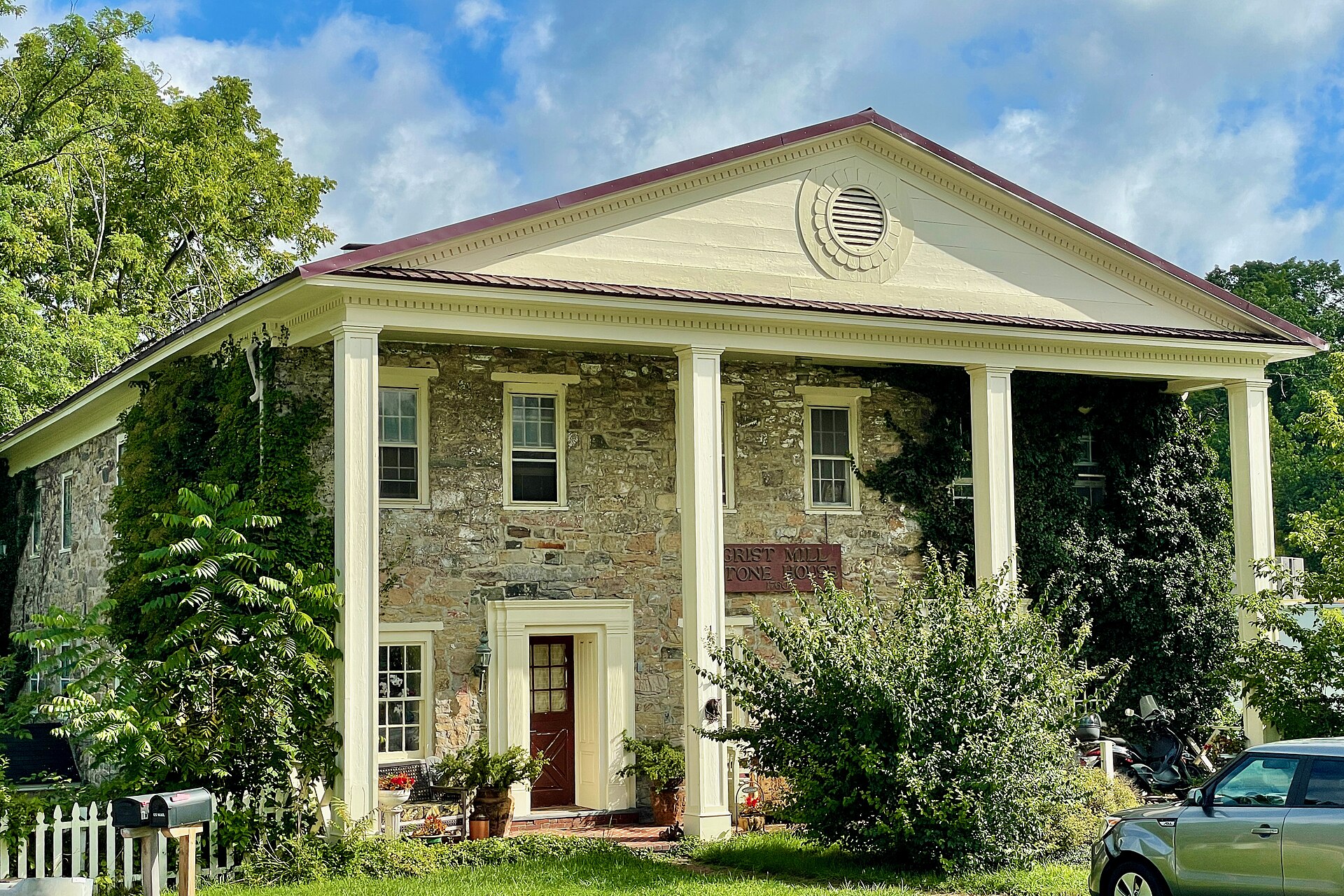 The Grist Mill Stone House, built 1760, in Andover, New Jersey. Andover Iron Forge and Furnace and Workers' Housing, part of the Andover Borough Historic District listed on the state register, #2591.