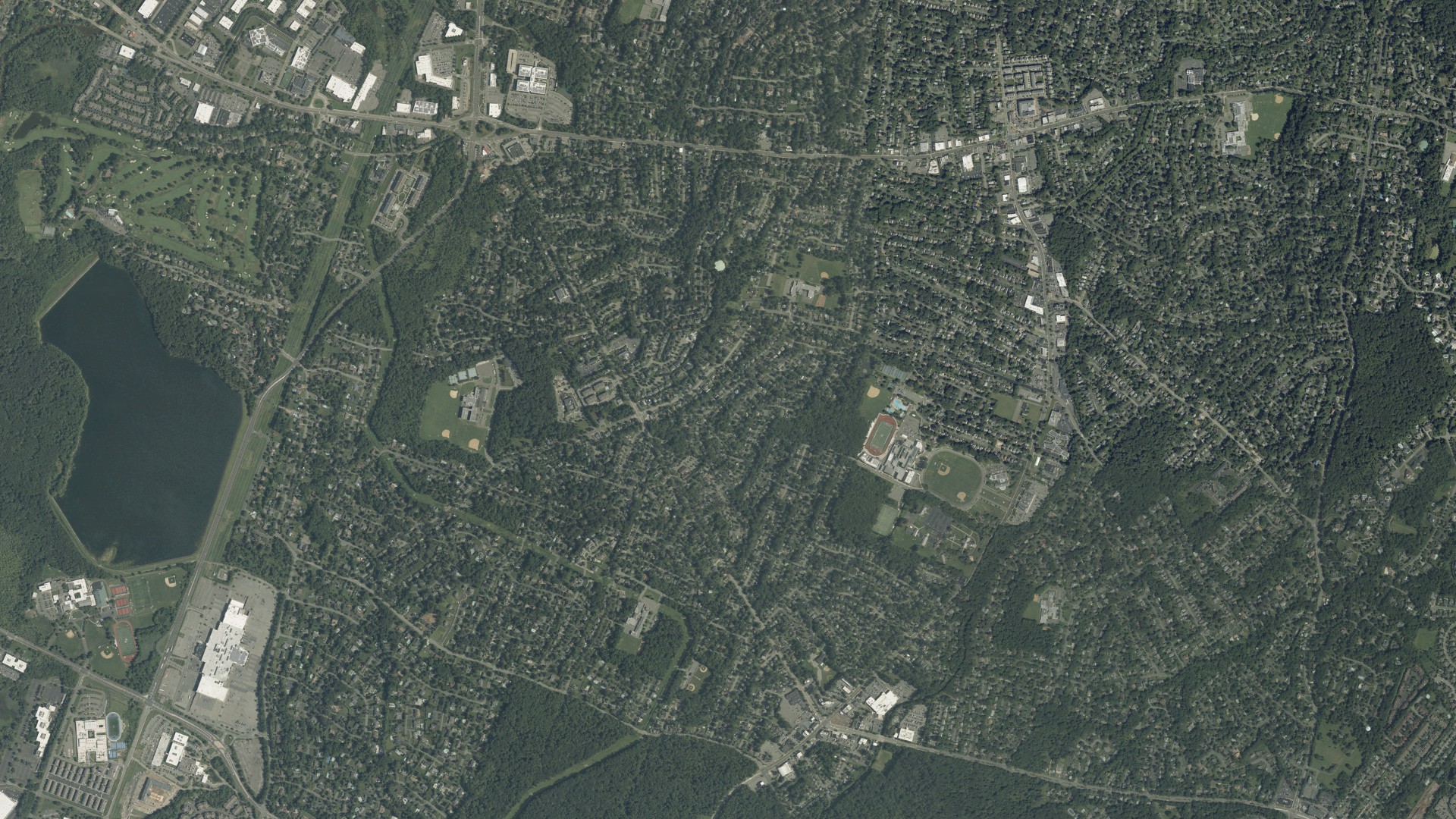 Aerial view of land around Livingston, New Jersey