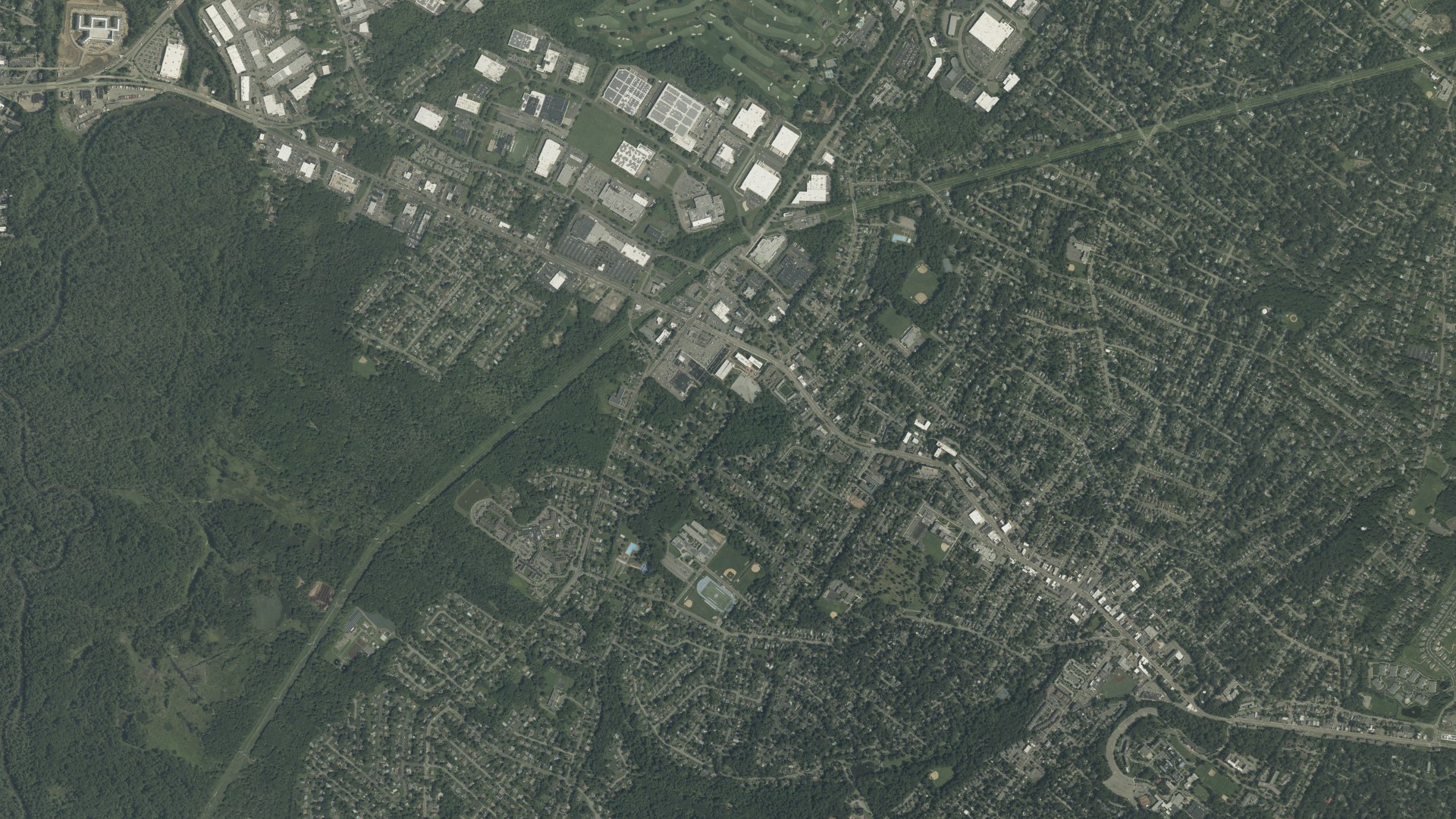 Aerial view of land around West Caldwell, New Jersey