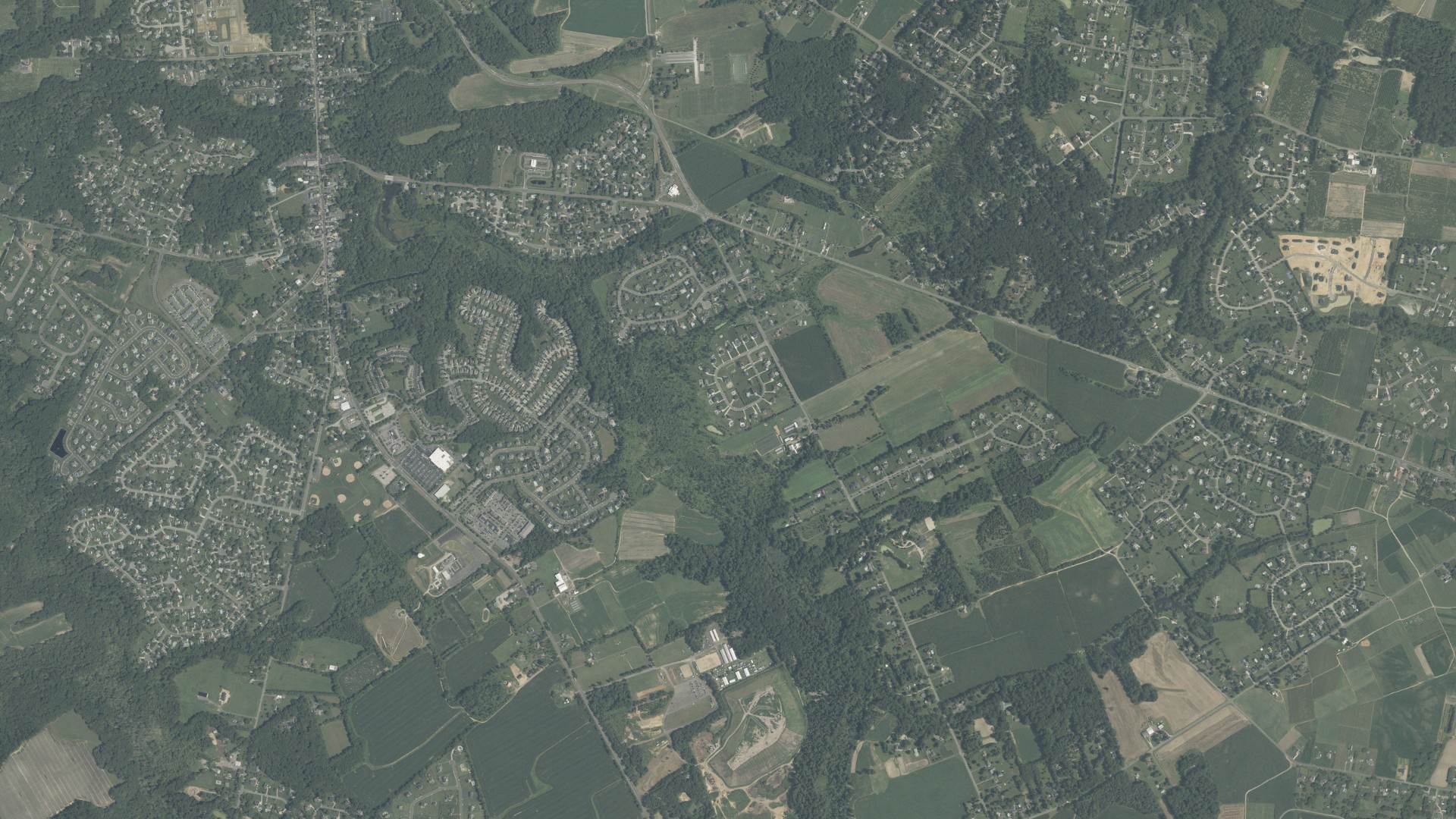 Natural-color aerial photograph of land around Harrison, New Jersey