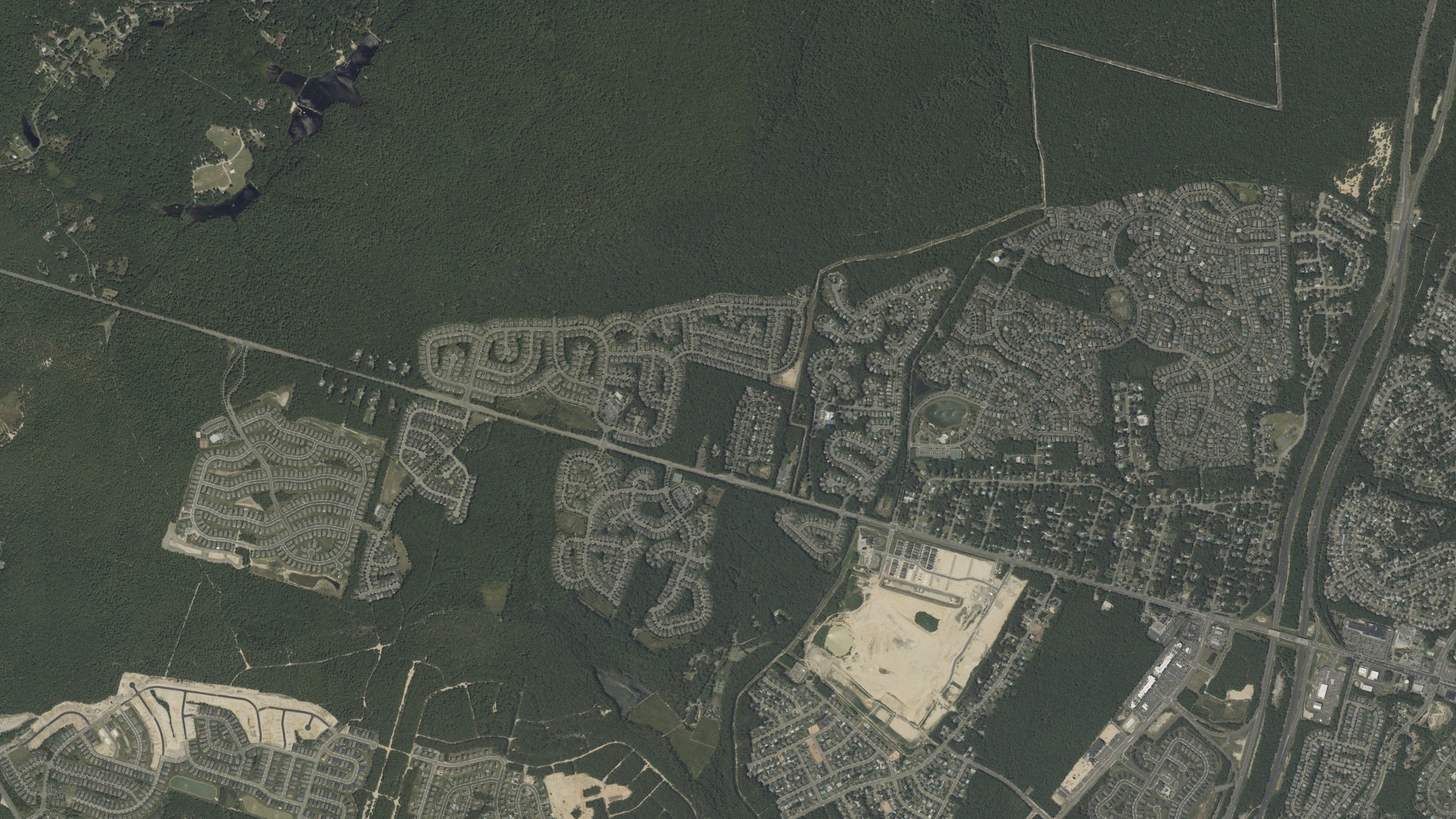 Natural-color aerial photograph of land around Barnegat, New Jersey
