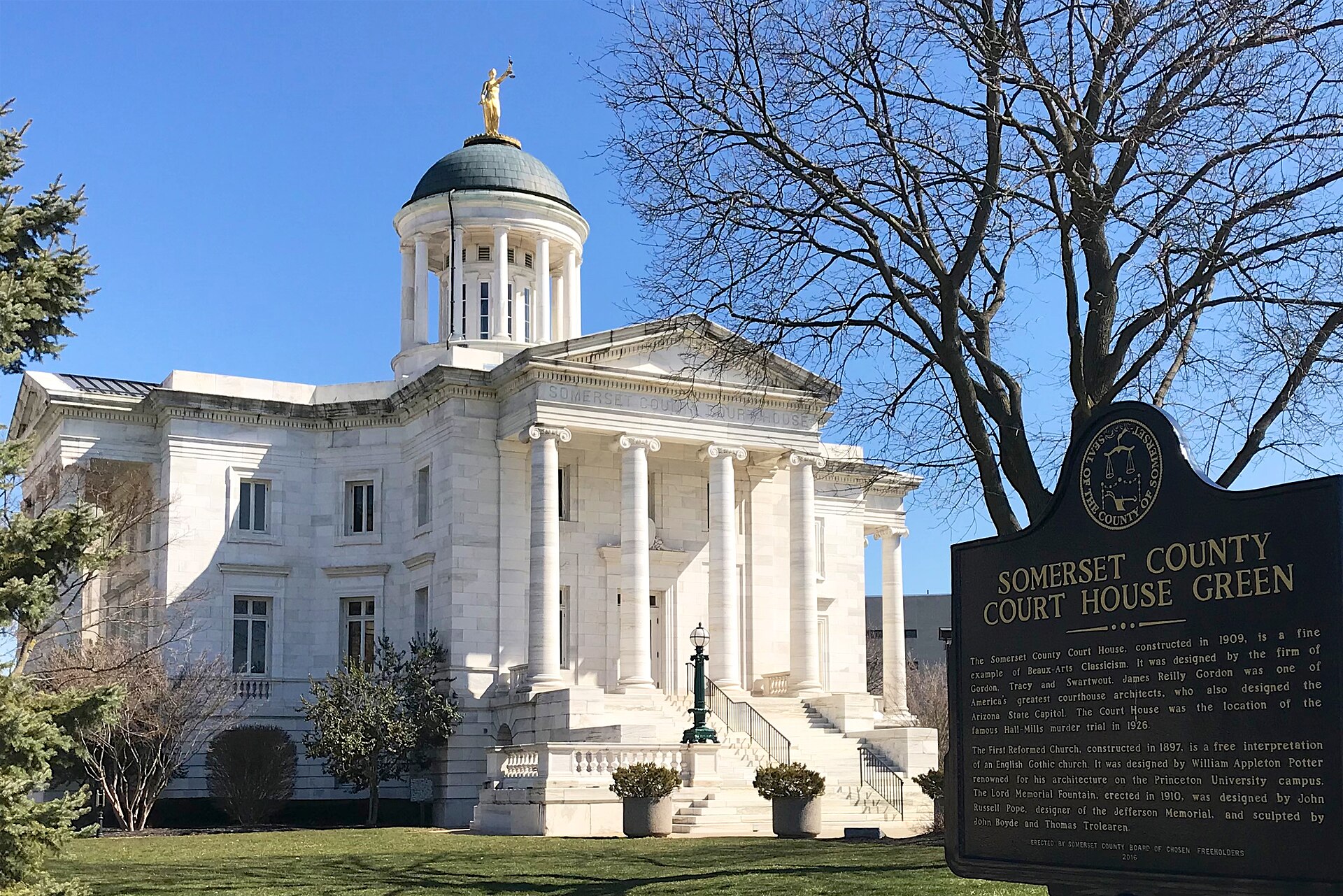 The historic Somerset County Courthouse in the Somerset Courthouse Green in Somerville, New Jersey.