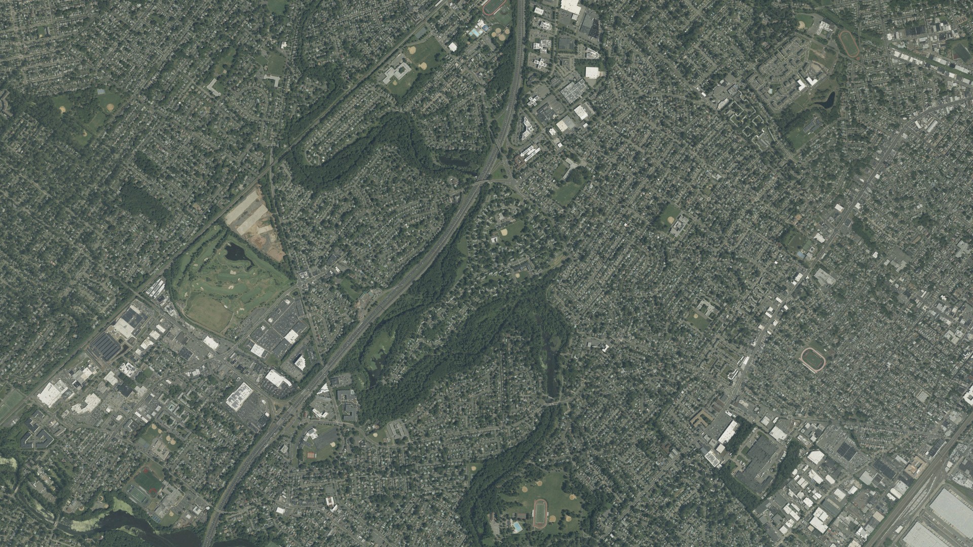 Natural-color aerial photograph of land around Winfield, New Jersey