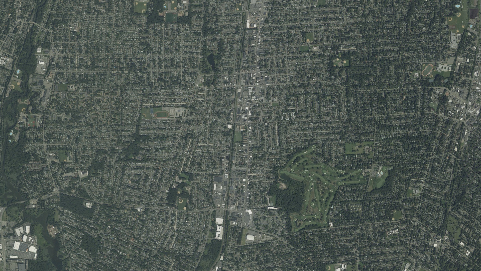 Natural-color aerial photograph of land around Bergenfield, New Jersey