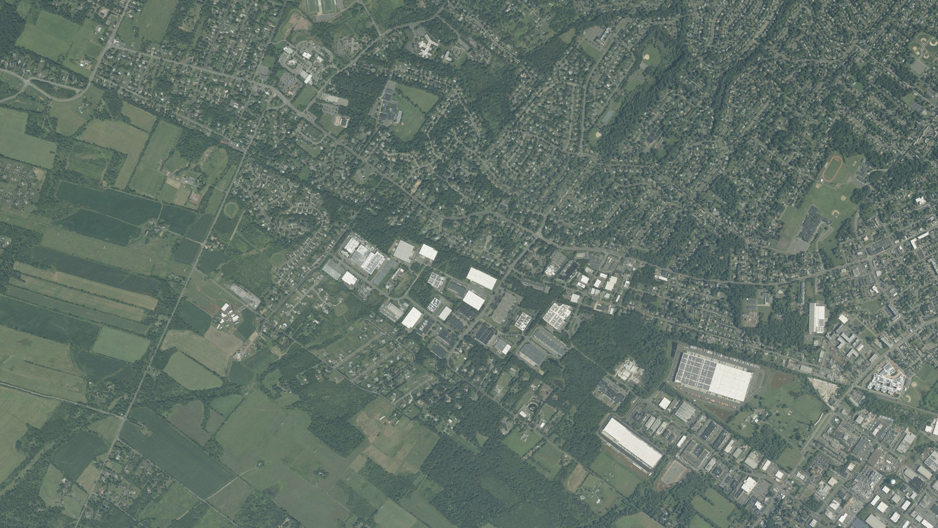 Natural-color aerial photograph of land around Clyde, New Jersey