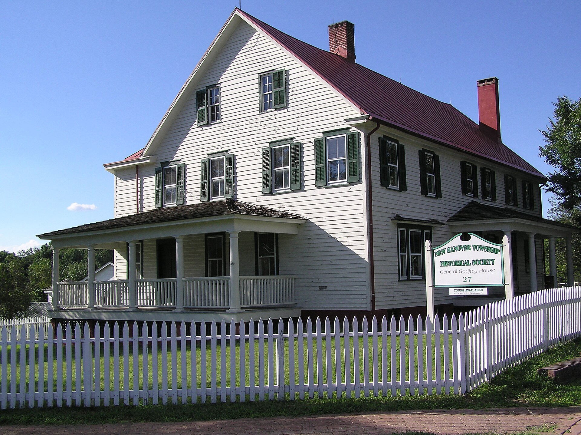 Gen. Edward S. Godfrey House, 27 Main Street in Cookstown, NJ. View from the intersection of Cookstown - Wrightstown Road and Main Street. — New Jersey