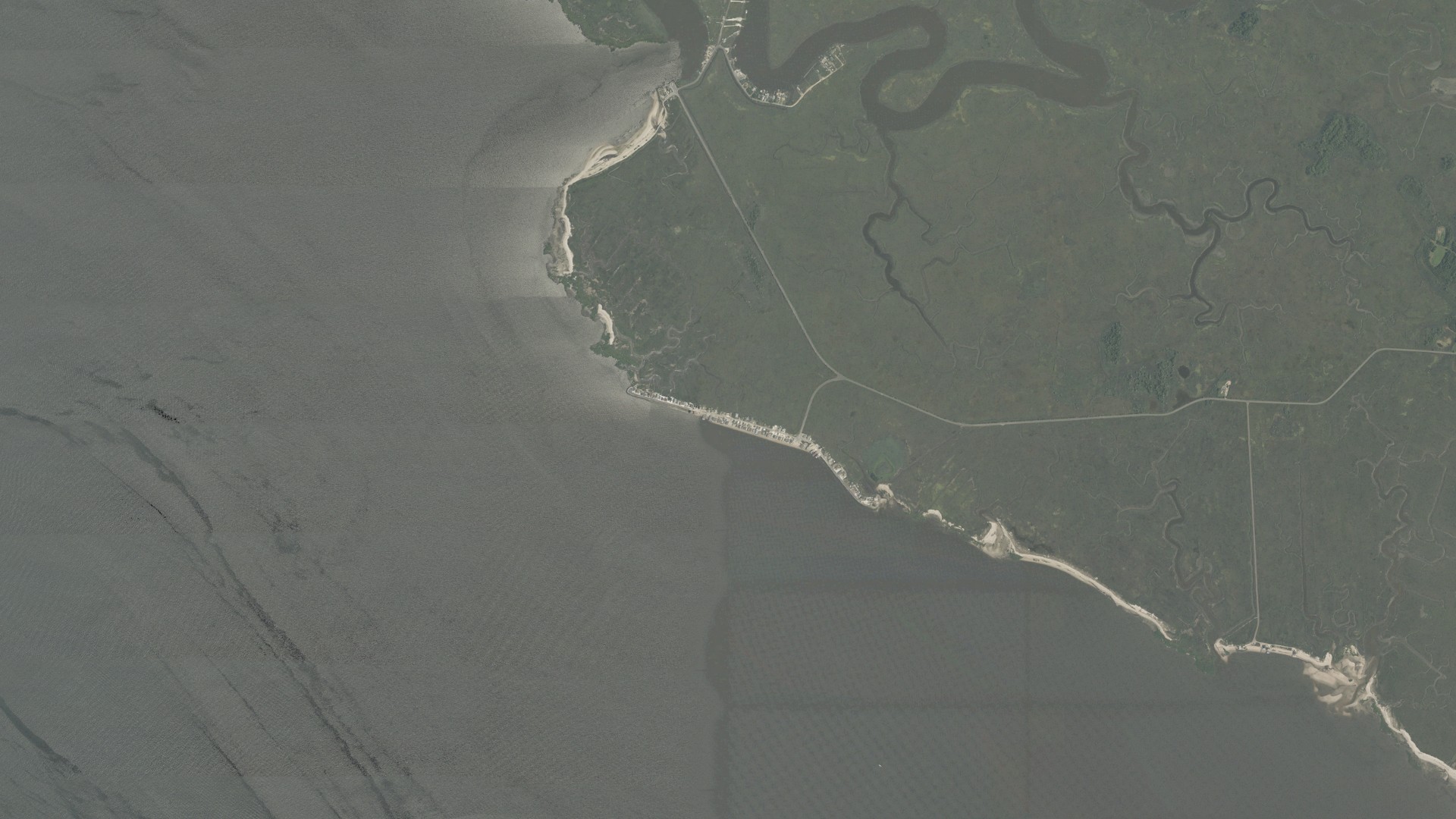 Natural-color aerial photograph of land around Gandys Beach, New Jersey
