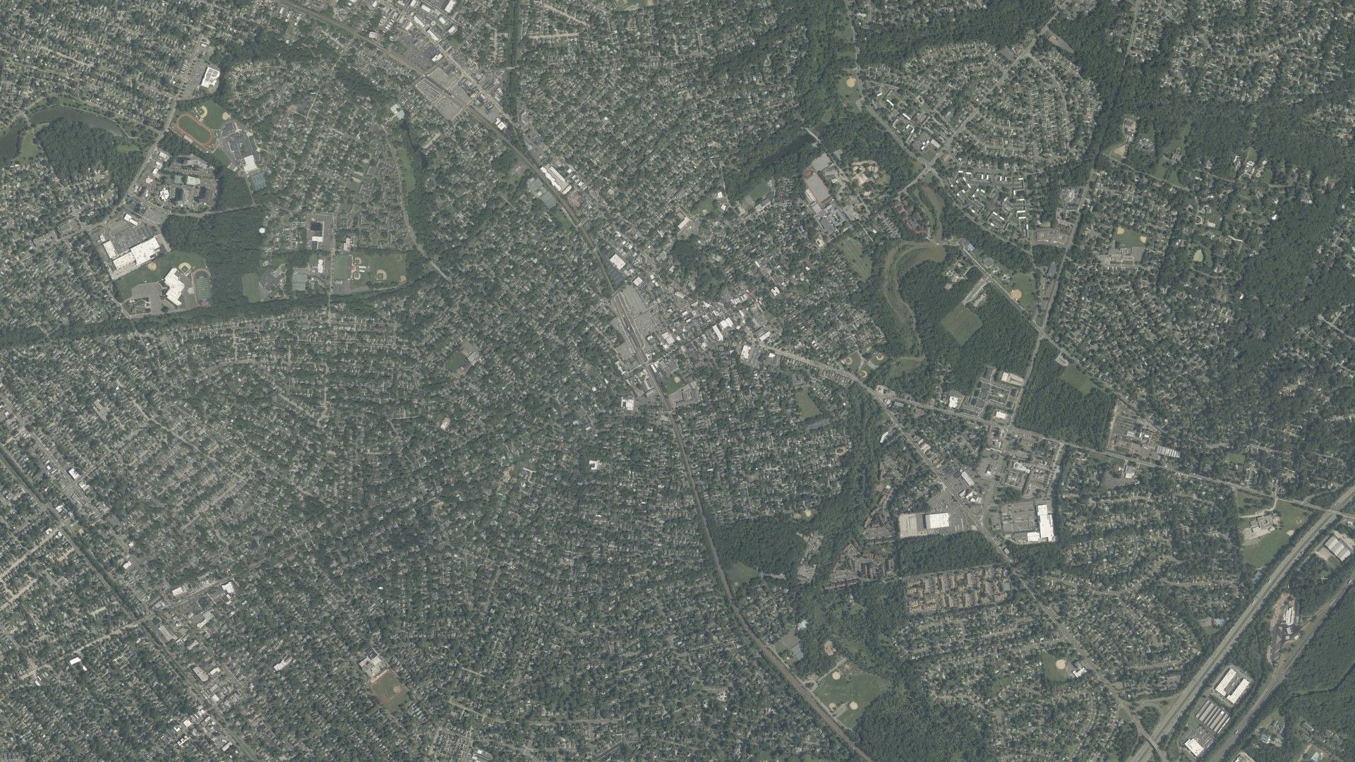 Natural-color aerial photograph of land around Haddonfield, New Jersey