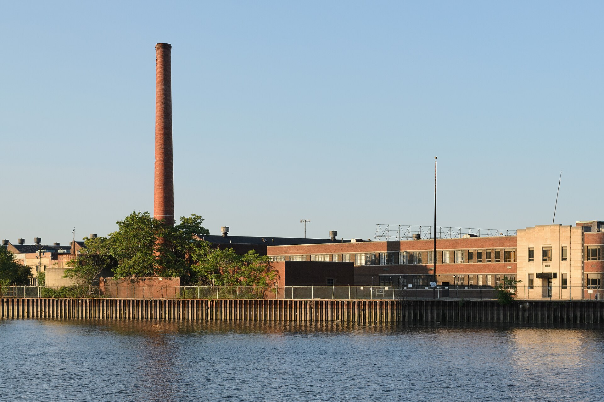 Industrial buildings in Harrison, as seen from Newark, New Jersey.