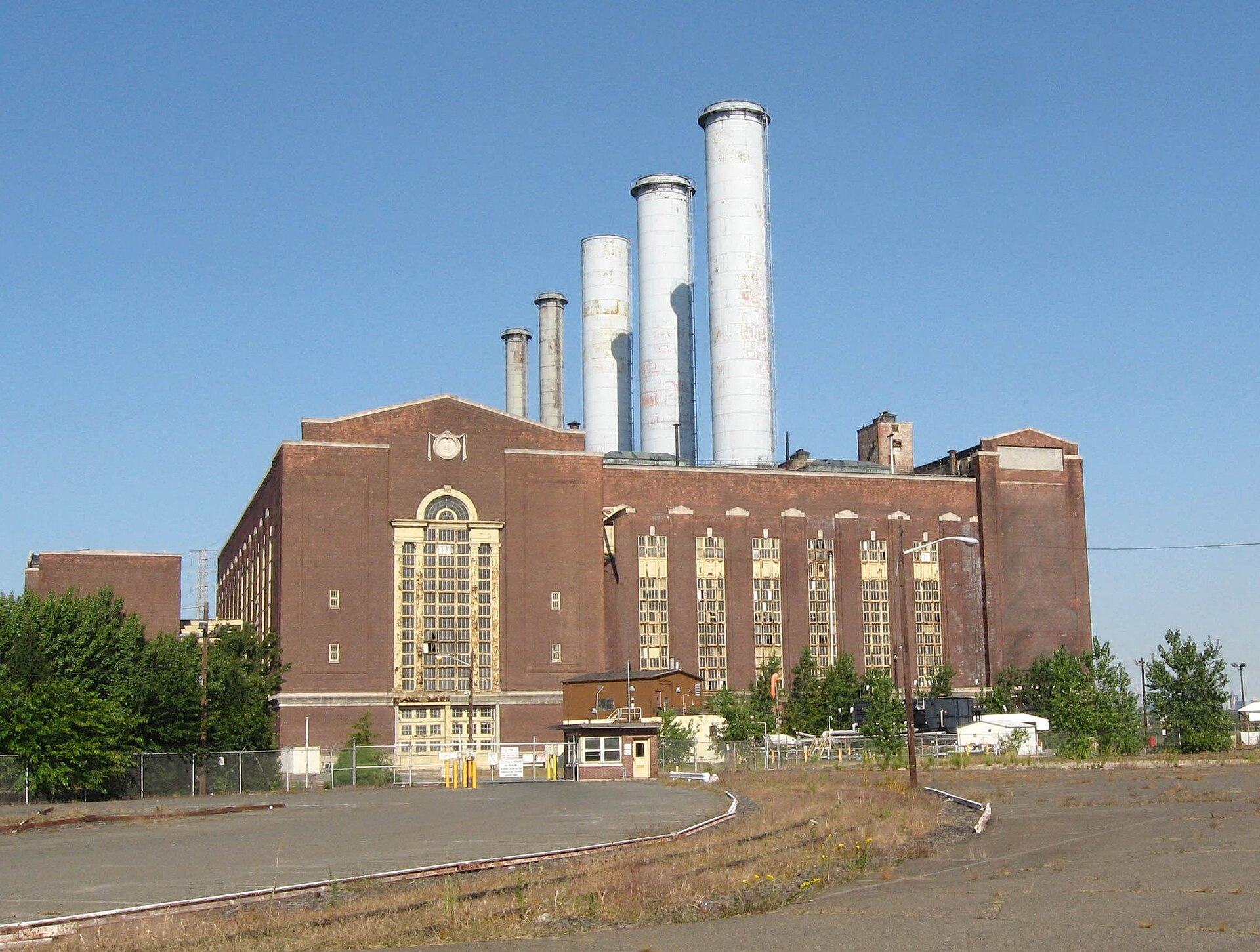 Looking northeast at Kearny Generating Station on a sunny midday — New Jersey