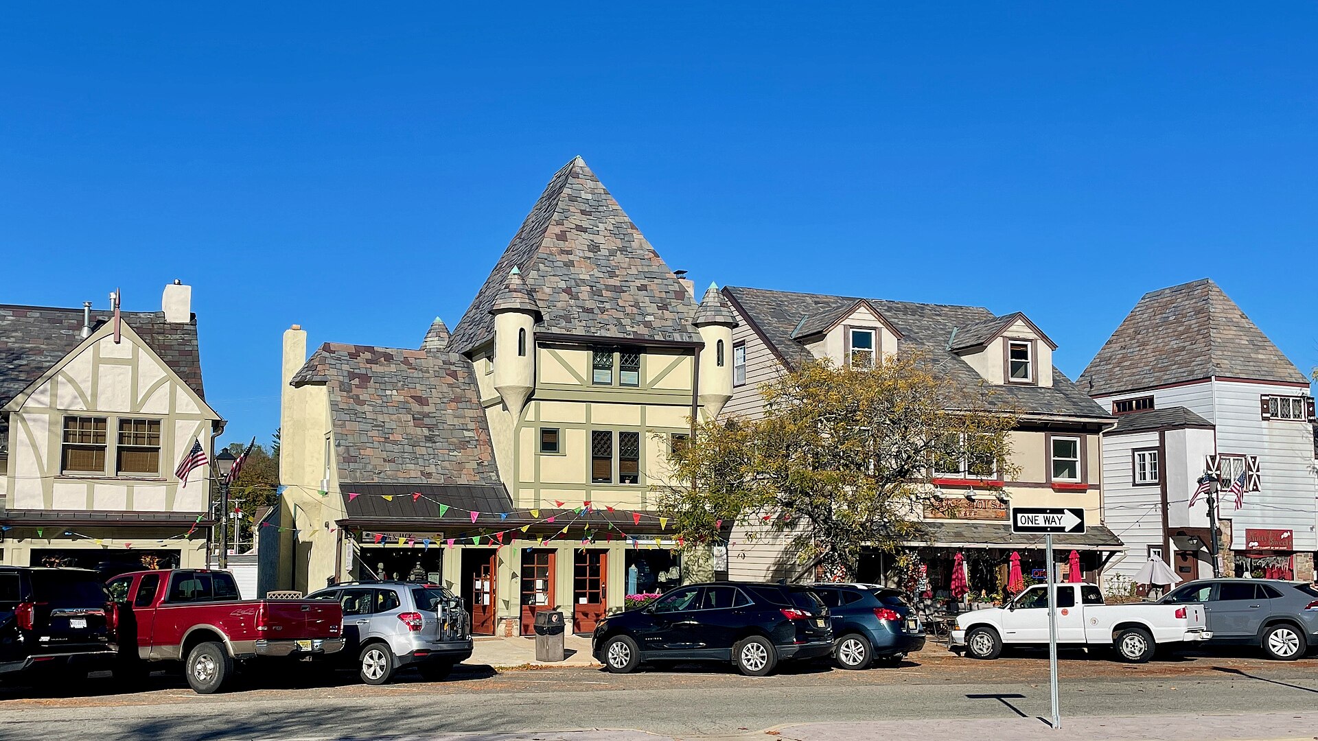 Businesses in Lake Mohawk, New Jersey. Contributing properties #8, #9, and #10 of the White Deer Plaza and Boardwalk District.