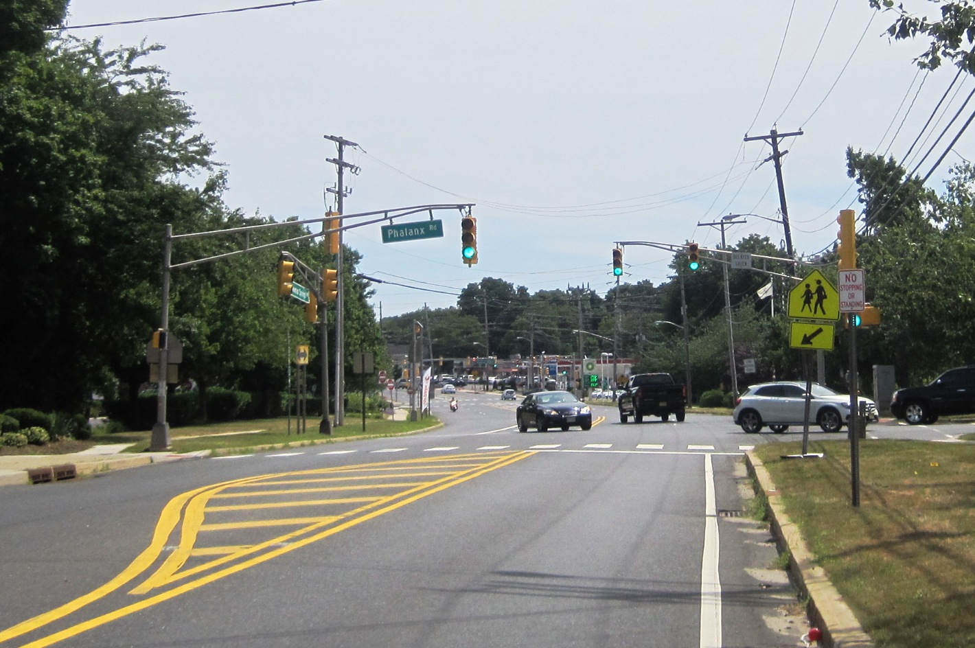 Photo of Lincroft, New Jersey, an unincorporated community within Middletown Township. Photo taken on eastbound Newman Springs Road (County Route 520) at Phalanx Road.