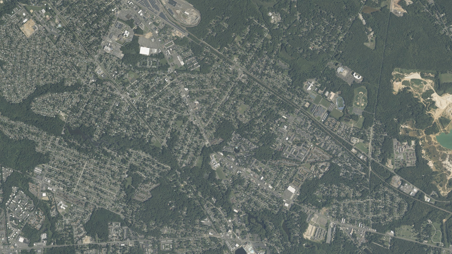 Natural-color aerial photograph of land around Lindenwold, New Jersey