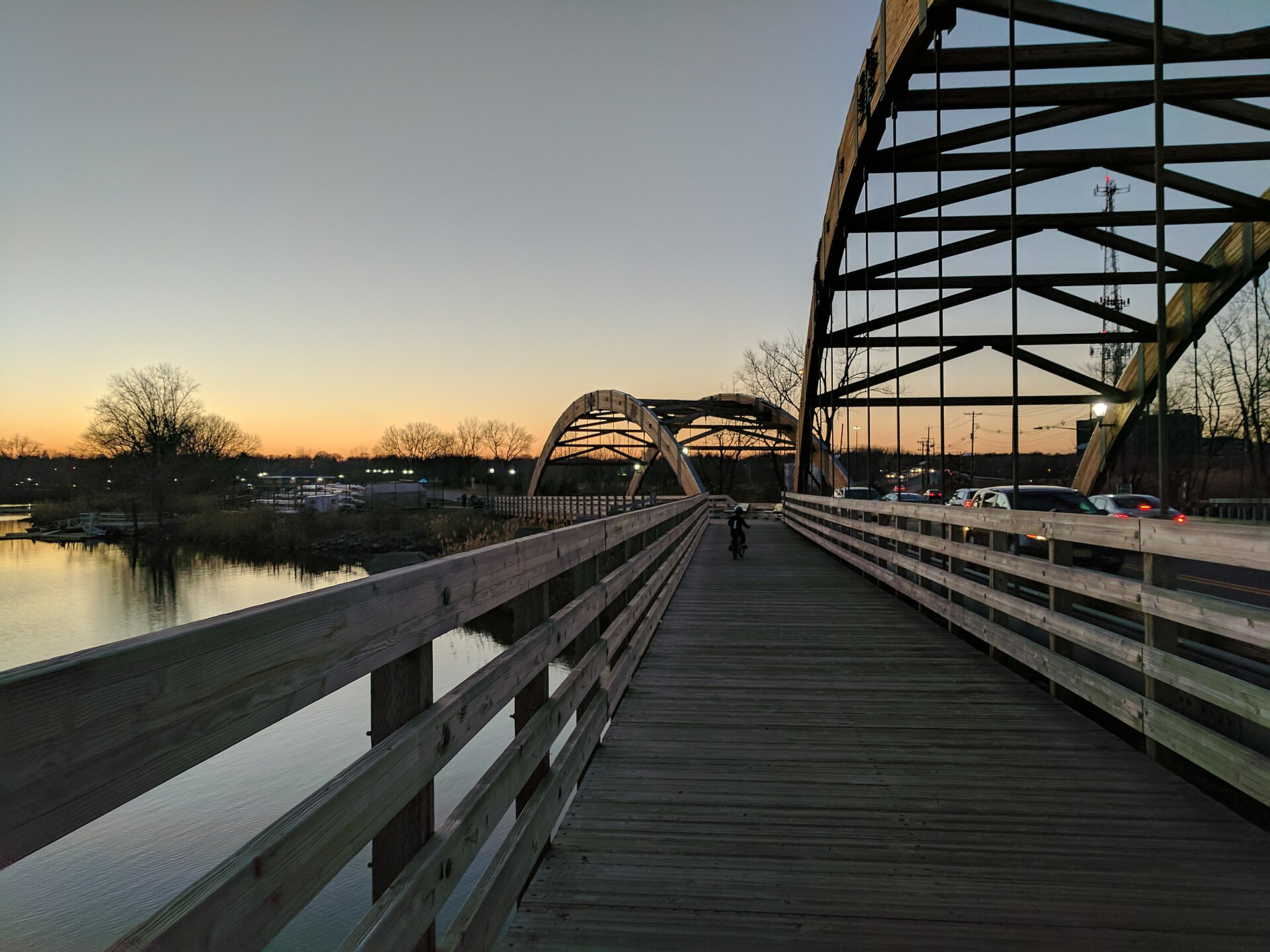 Sunset from the wooden bridge at Overpeck County Park — Lodi, New Jersey
