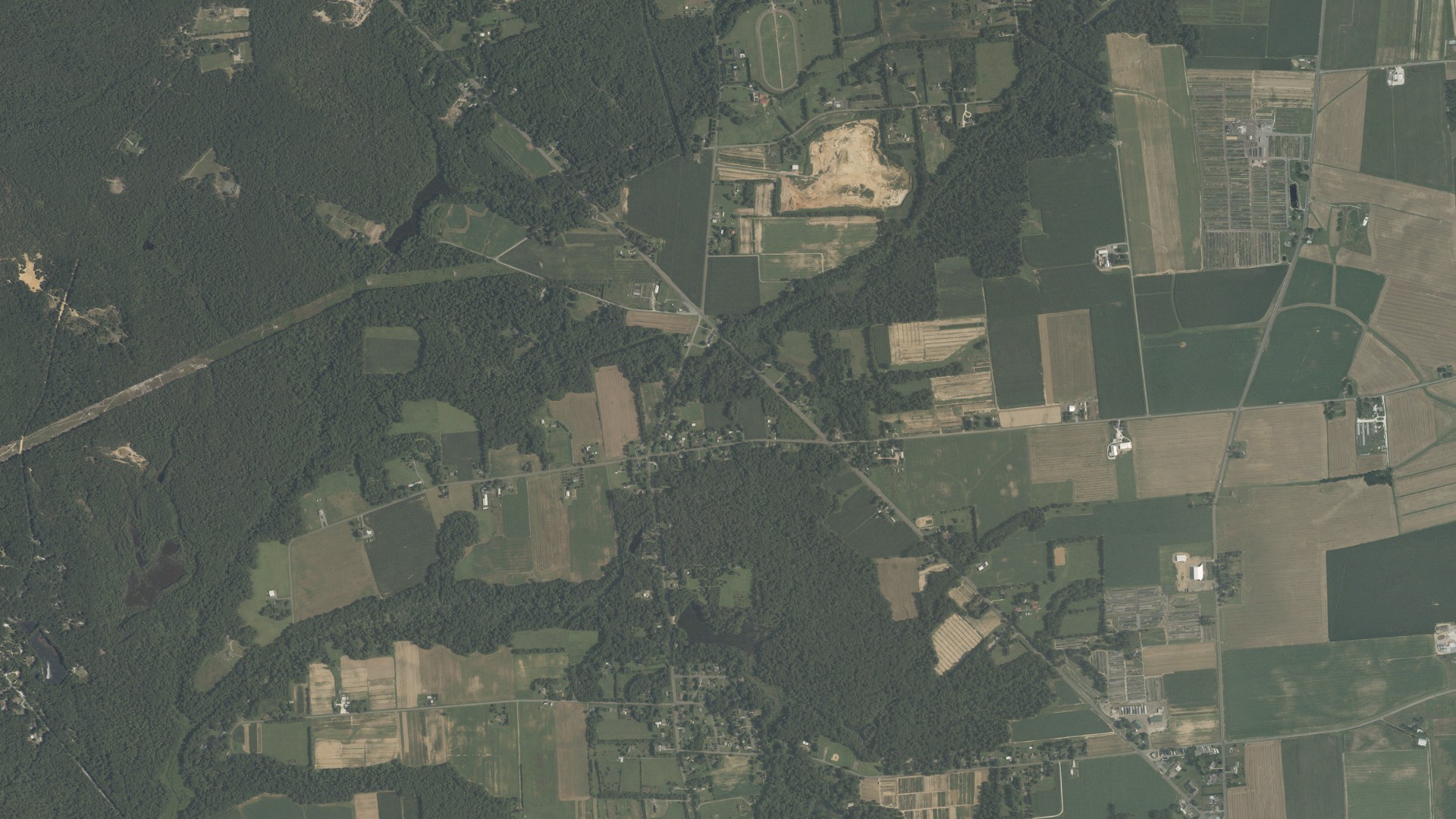 Natural-color aerial photograph of land around Marlboro, New Jersey