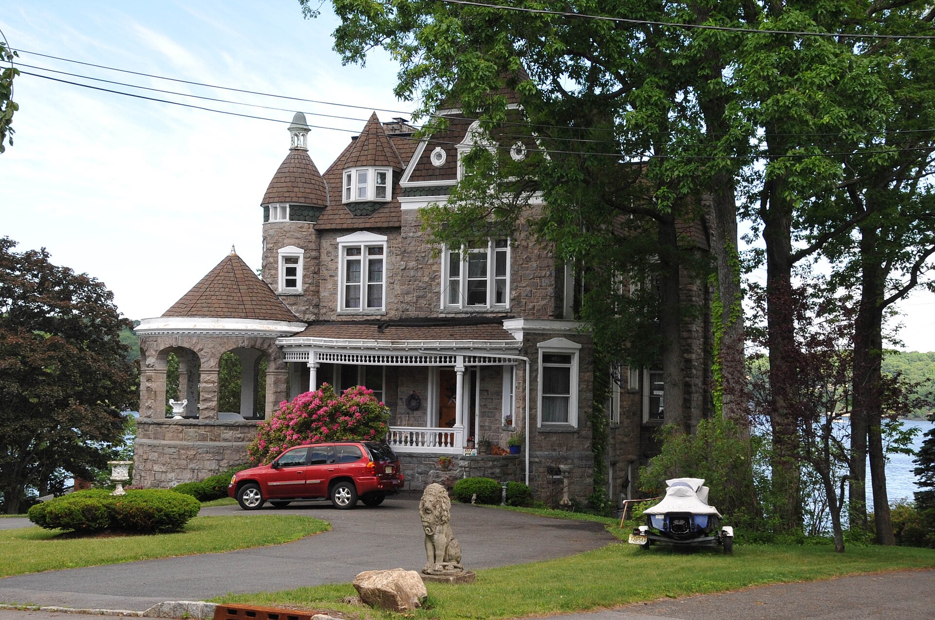 CASTLE ON THE LAKE – EDGEMERE AVENUE; CIRCA 1895 DESIGNED & BUILT FOR FRANCIS HIMPLER, NOTED ARCHITECT OF THE 19TH CENTURY. — Mount Arlington, New Jersey