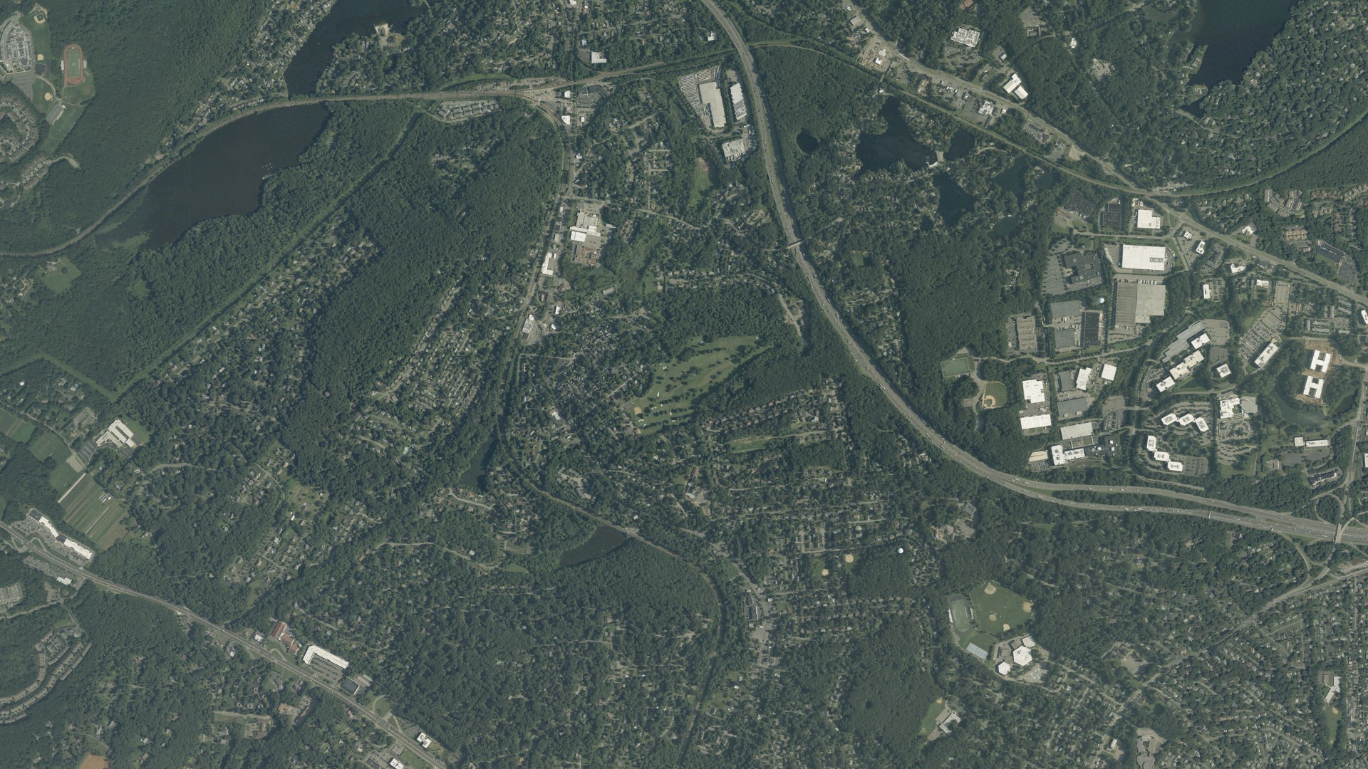 Natural-color aerial photograph of land around Mount Tabor, New Jersey