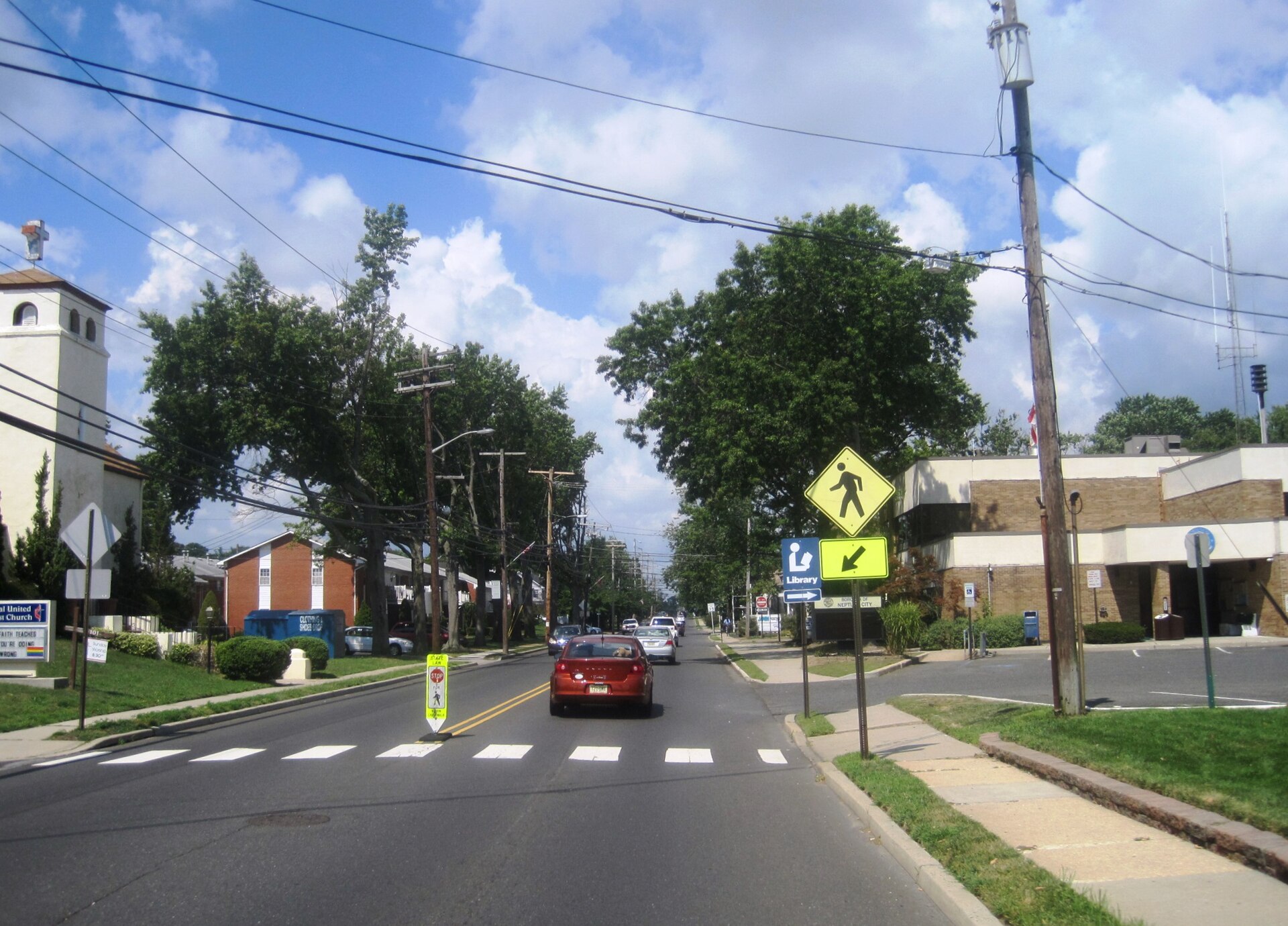 Photo showing the center of Neptune City, New Jersey. Photo taken along westbound Sylvania Avenue (County Route 17) at Lipman Avenue.