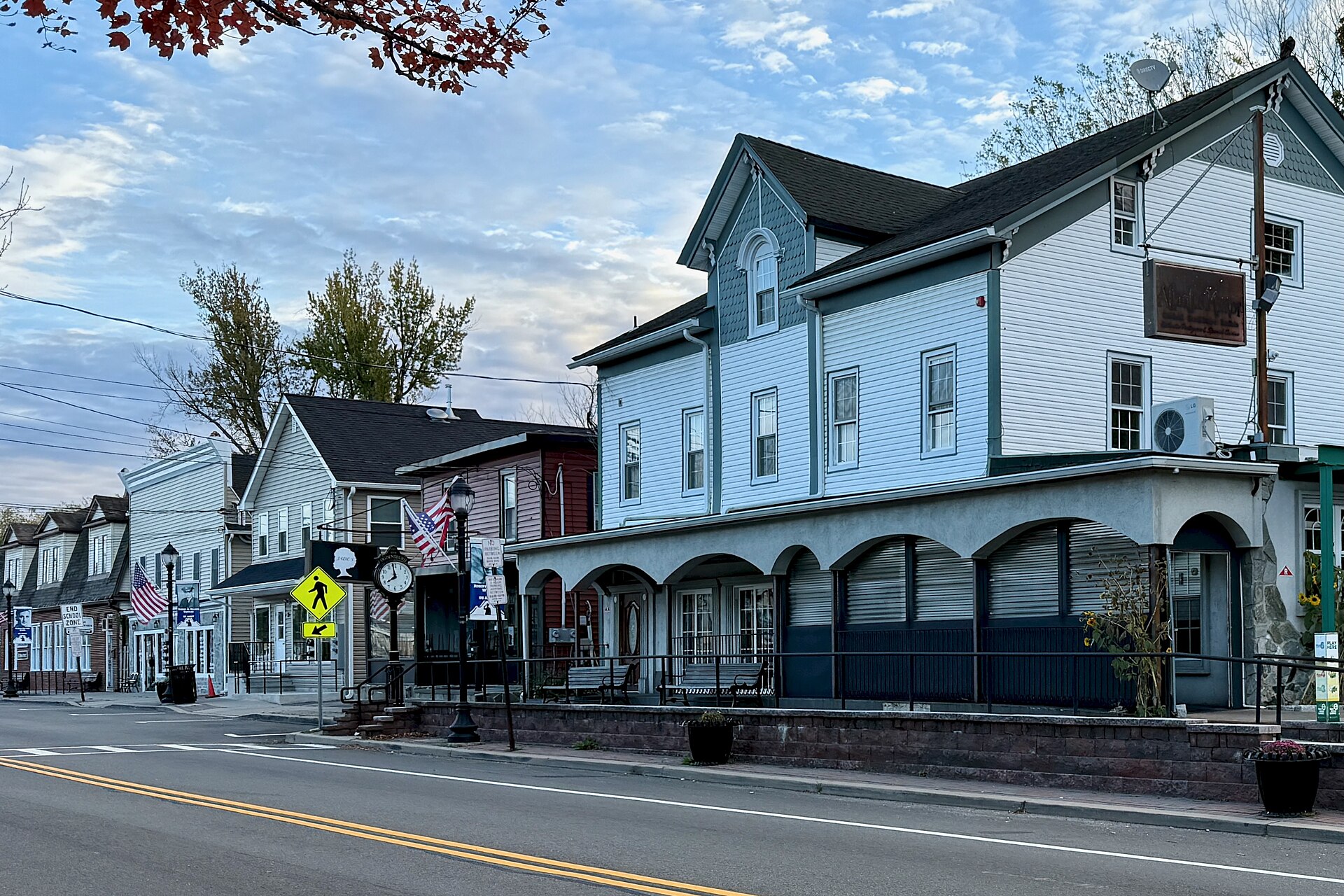 View of Main Street from the intersection with Passaic Avenue in Ogdensburg, New Jersey.