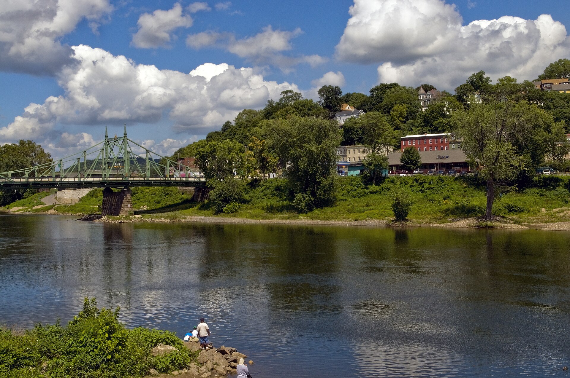 View of Phillipsburg, New Jersey and "Free Bridge" taken from park across Delaware River on Rt. 611 from Easton, PA.