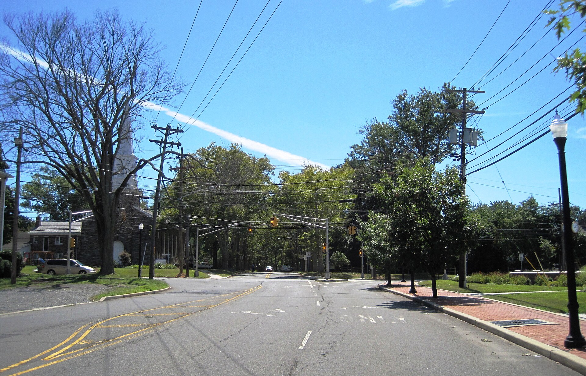 Photo of Plainsboro Center, New Jersey, a census designated place within Plainsboro Township. Photo taken along southbound Schalks Crossing Road at Plainsboro Road.