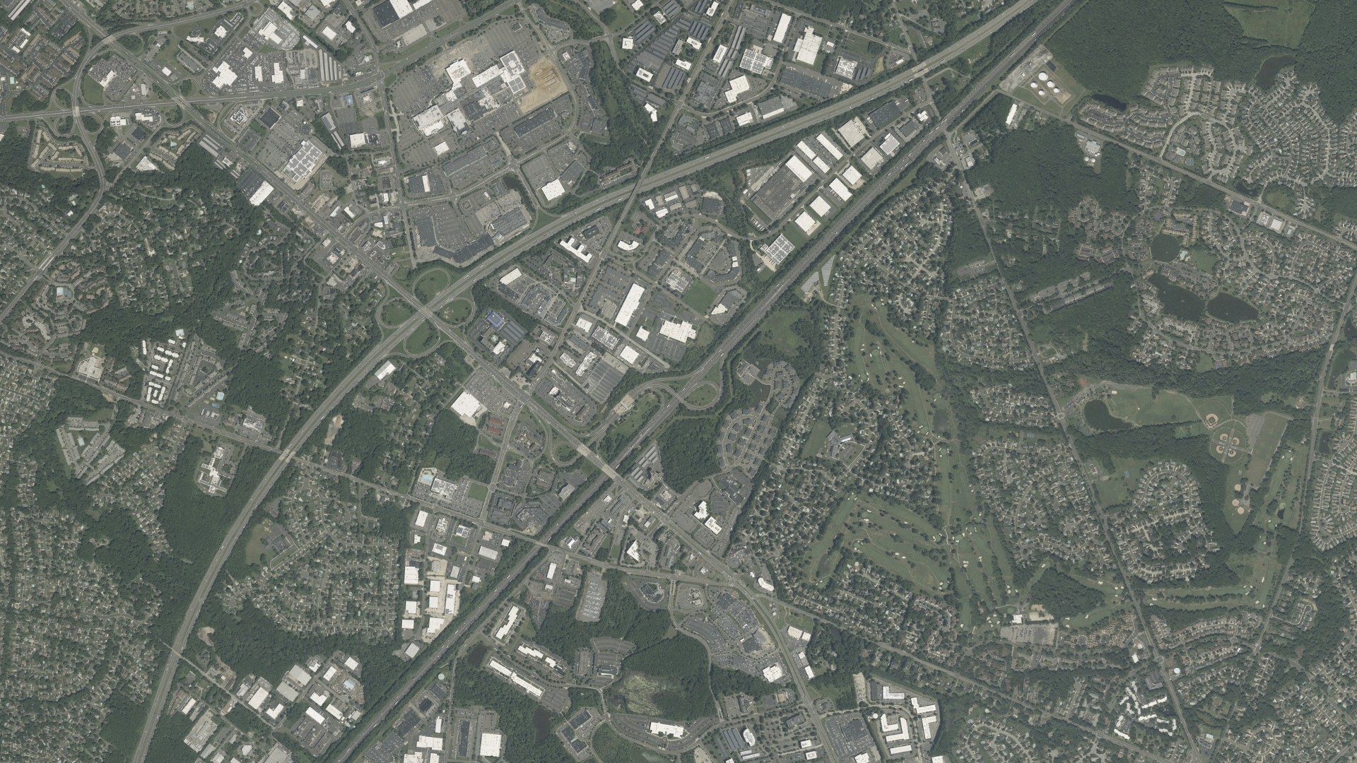 Natural-color aerial photograph of land around Ramblewood, New Jersey