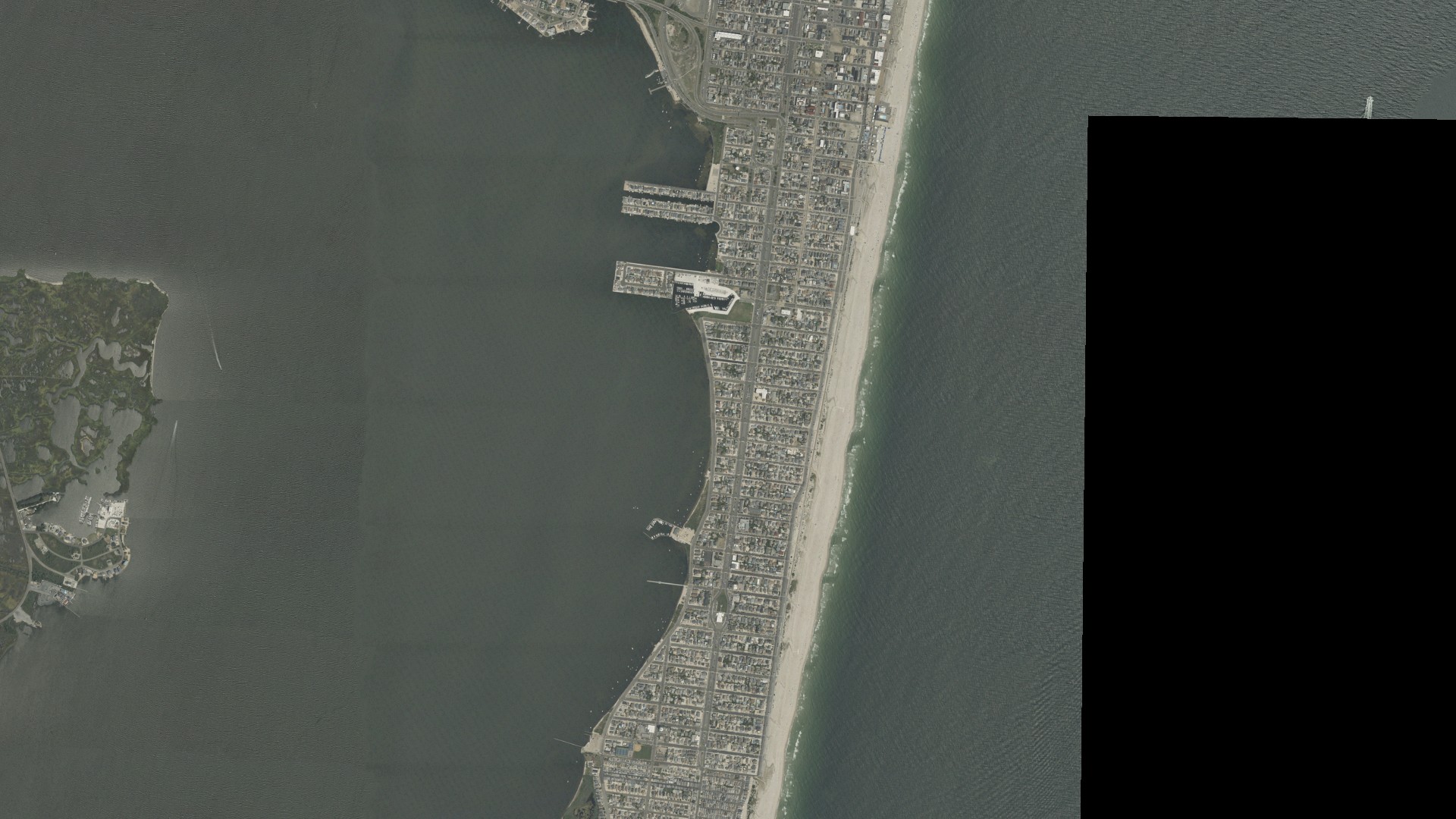 Natural-color aerial photograph of land around Seaside Park, New Jersey