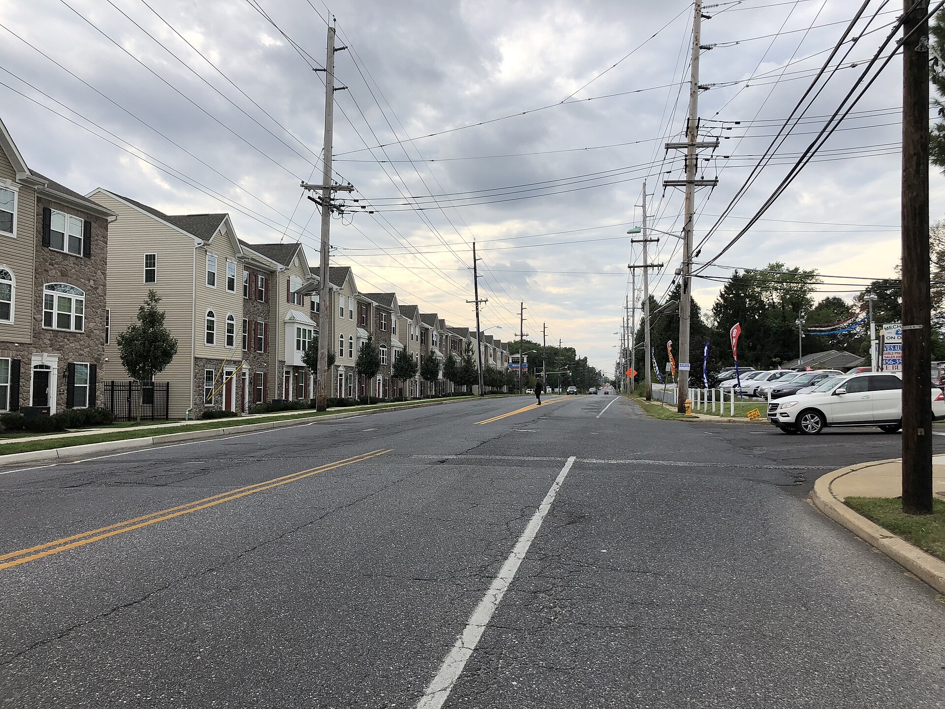 View west along Camden County Route 544 (Evesham Road) at Charleston Avenue along the border of Lawnside and Somerdale in Camden County, New Jersey