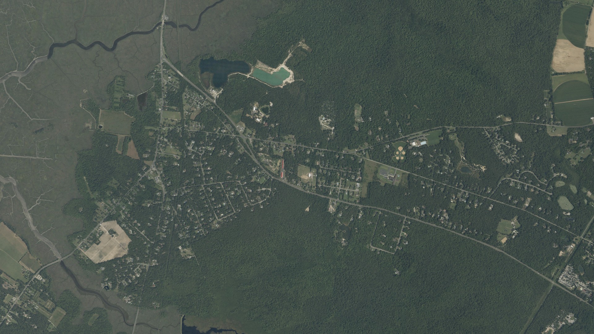 Natural-color aerial photograph of land around South Dennis, New Jersey