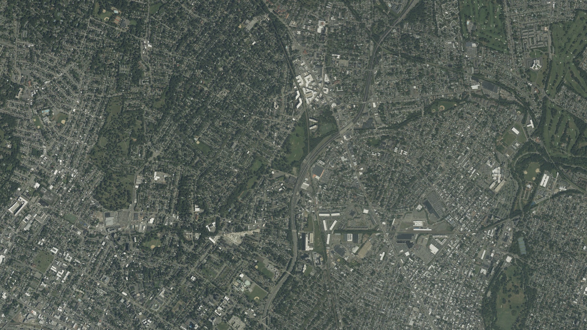 Natural-color aerial photograph of land around Watsessing, New Jersey