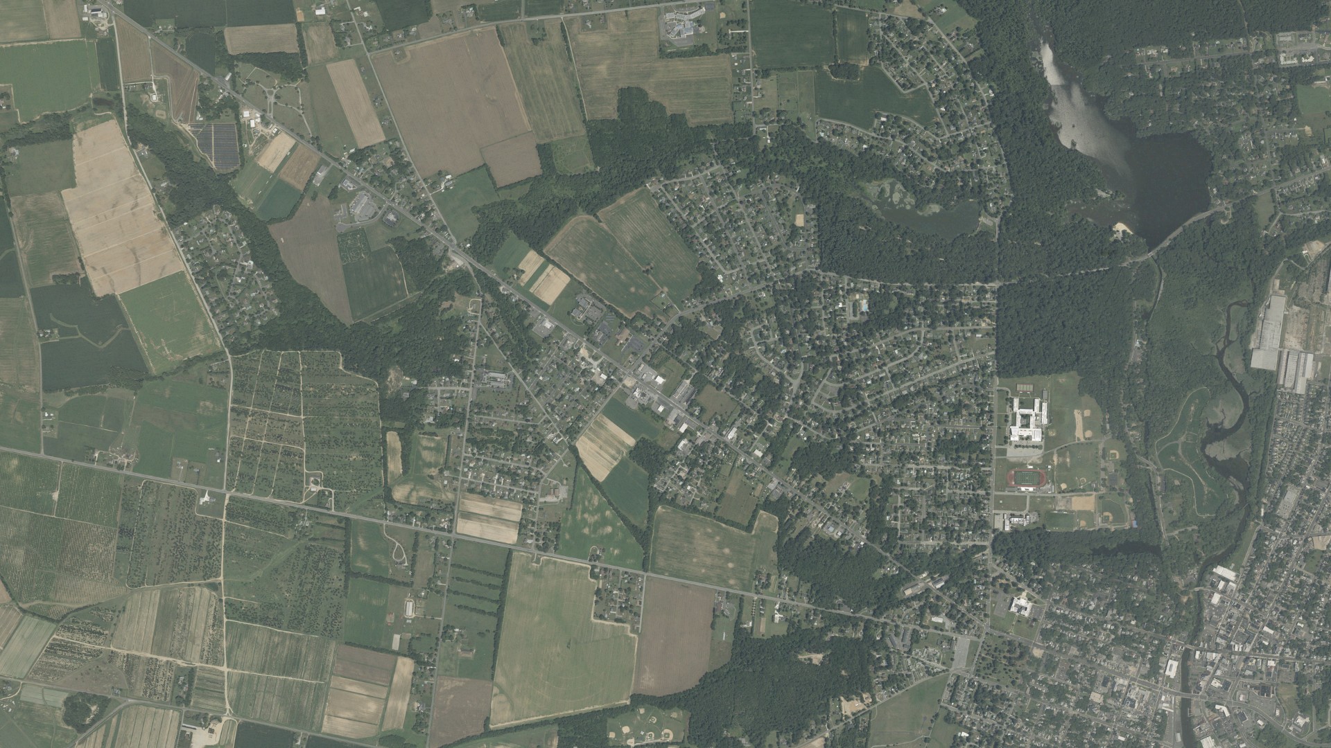 Natural-color aerial photograph of land around West Park, New Jersey
