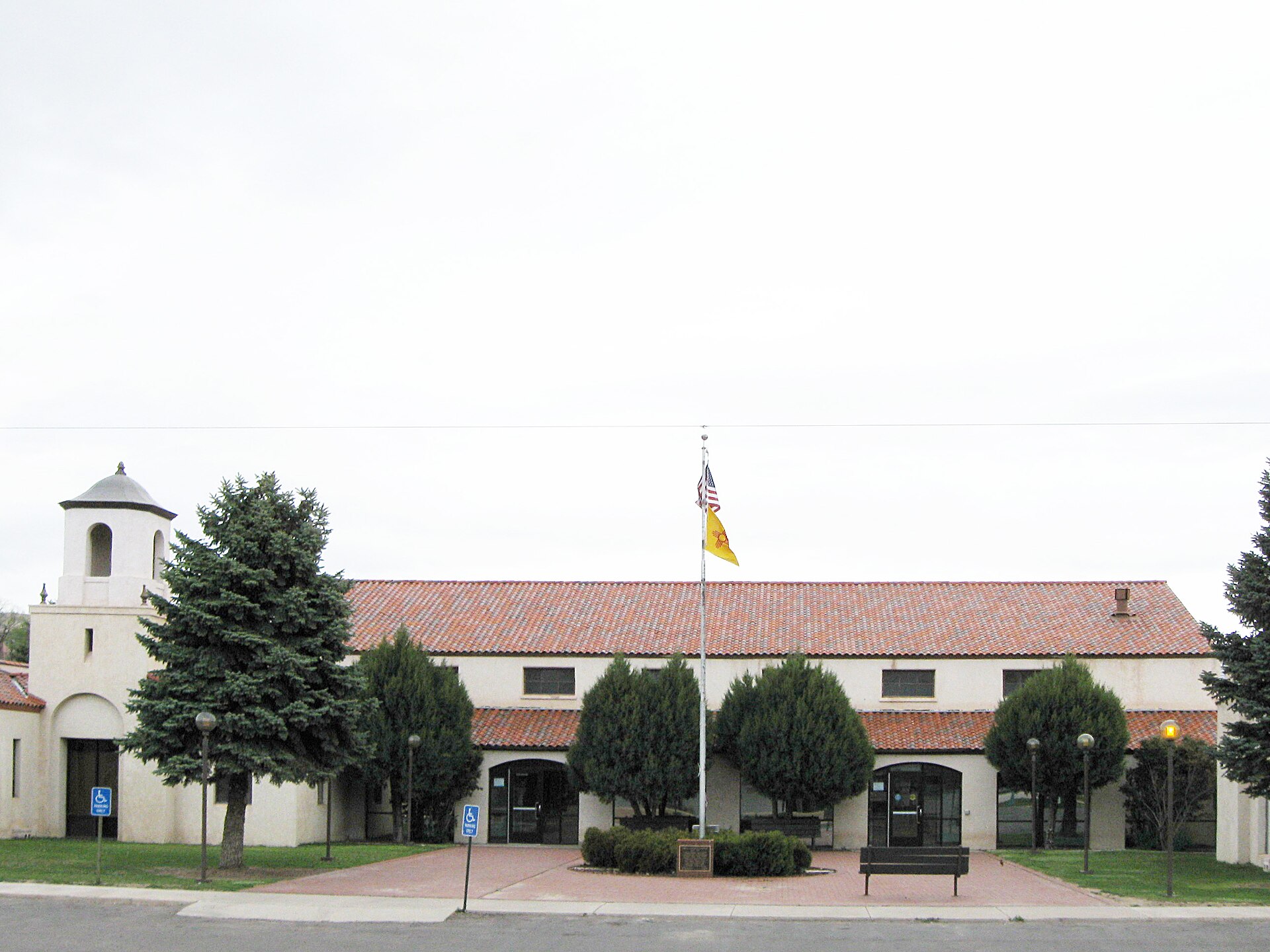Cibola County (New Mexico) Court House, located at 515 West High Street (corner of High Street and Iron Avenue) in Grants, New Mexico.