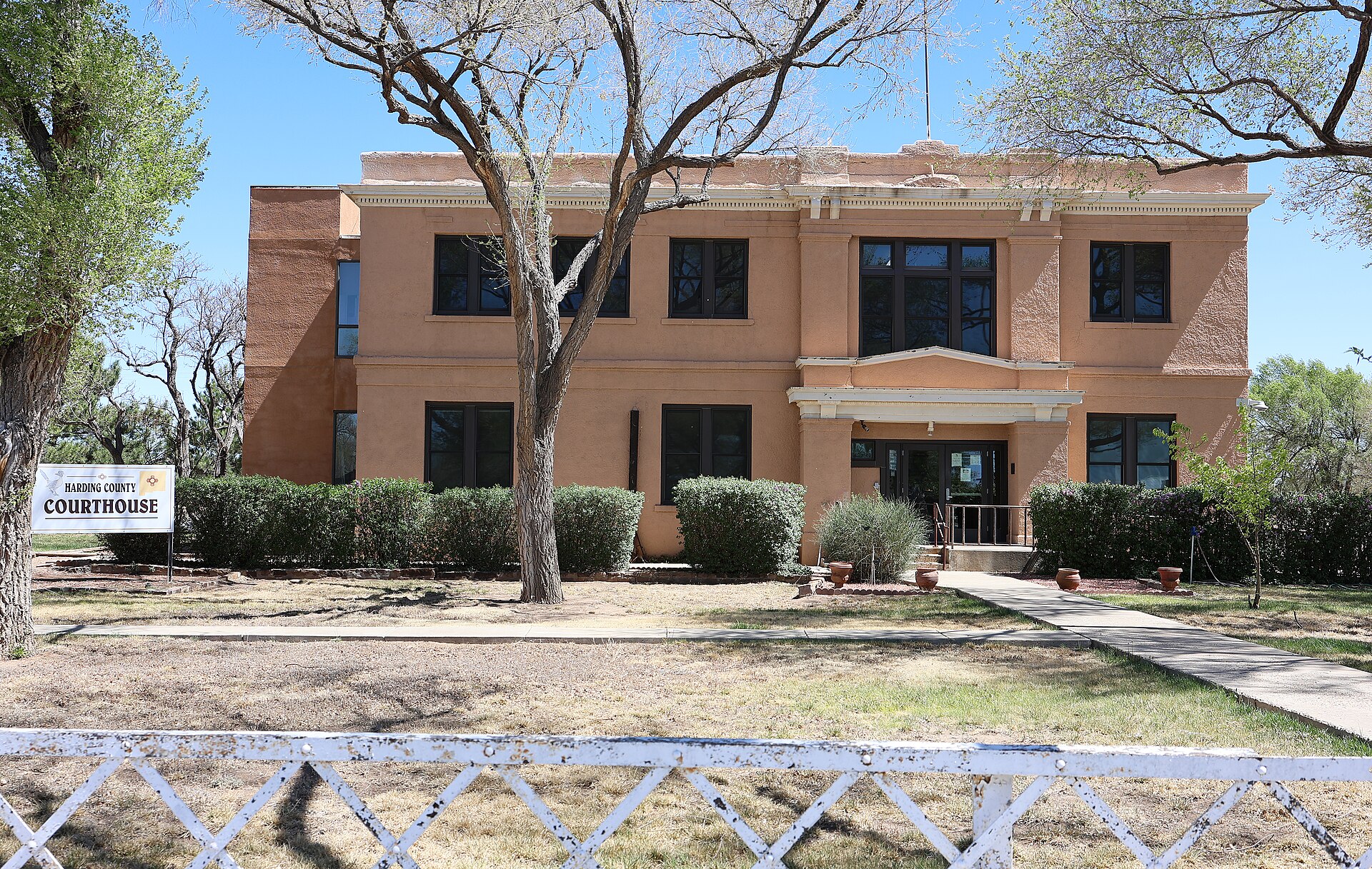The Harding County Courthouse, located at 35 Pine Street in Mosquero, New Mexico 87733 U.S. The property is listed on the National Register of Historic Places.