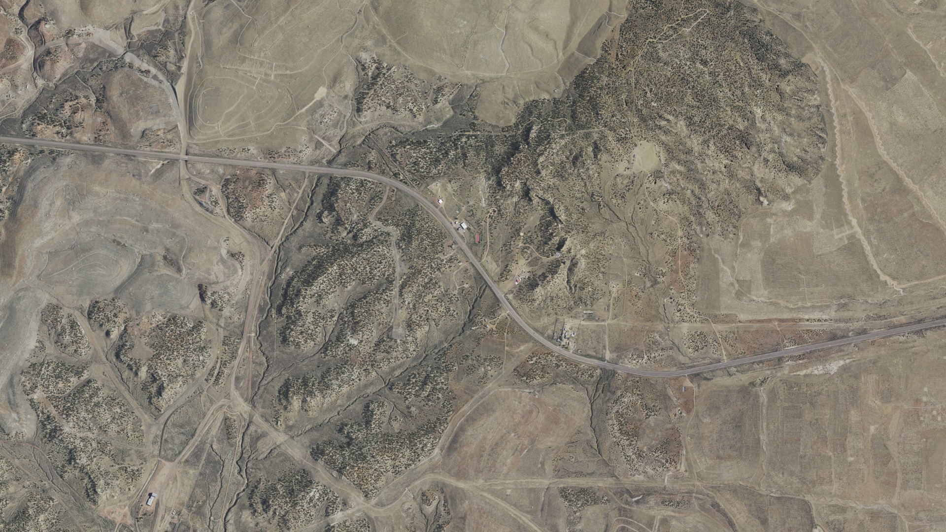 Natural-color aerial photograph of land around Black Hat, New Mexico