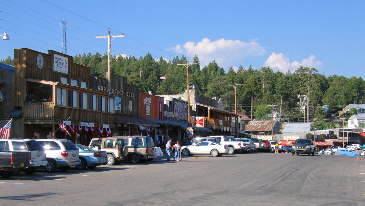 Downtown Cloudcroft, New Mexico, USA; taken on Burro Avenue looking east.