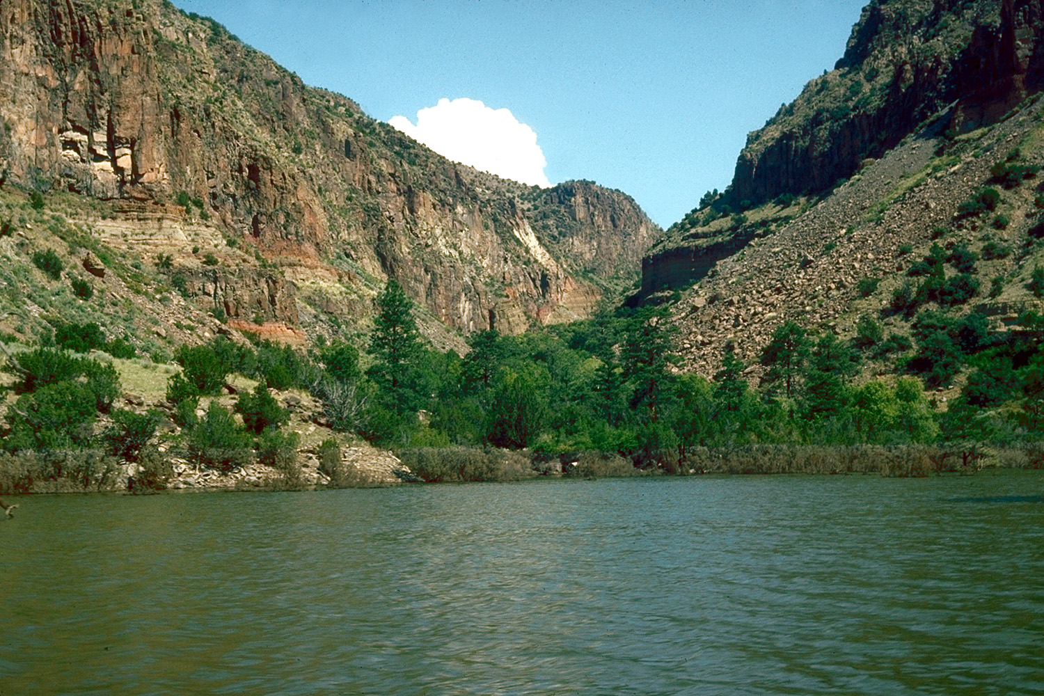 The shoreline of Cochiti Lake behind Cochiti Dam on the Rio Grande in Sandoval County, New Mexico, USA.