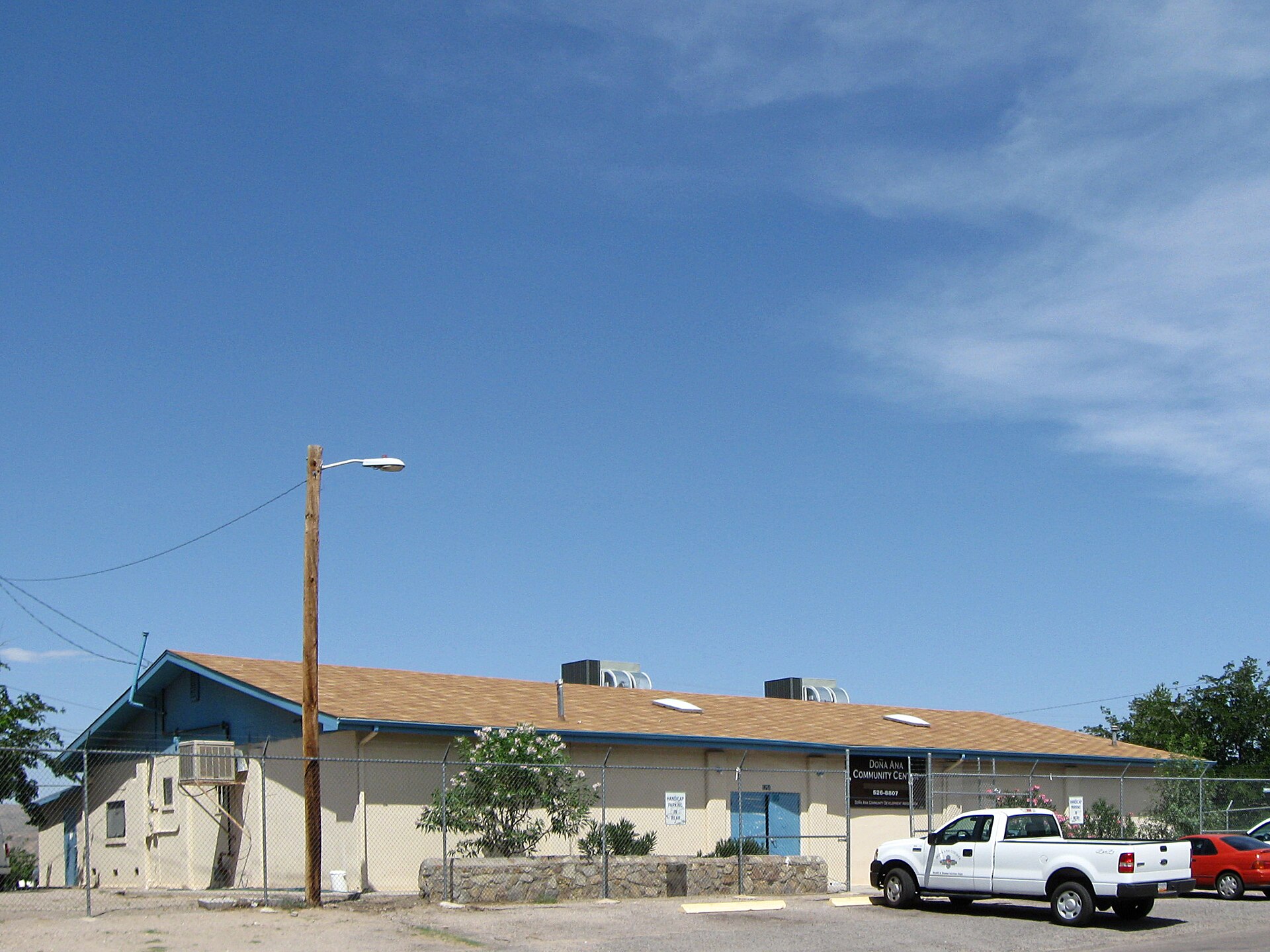 Doña Ana (New Mexico) Community Center, located at 5745 Ledesma Drive (corner of El Torito Lane) in Doña Ana, New Mexico