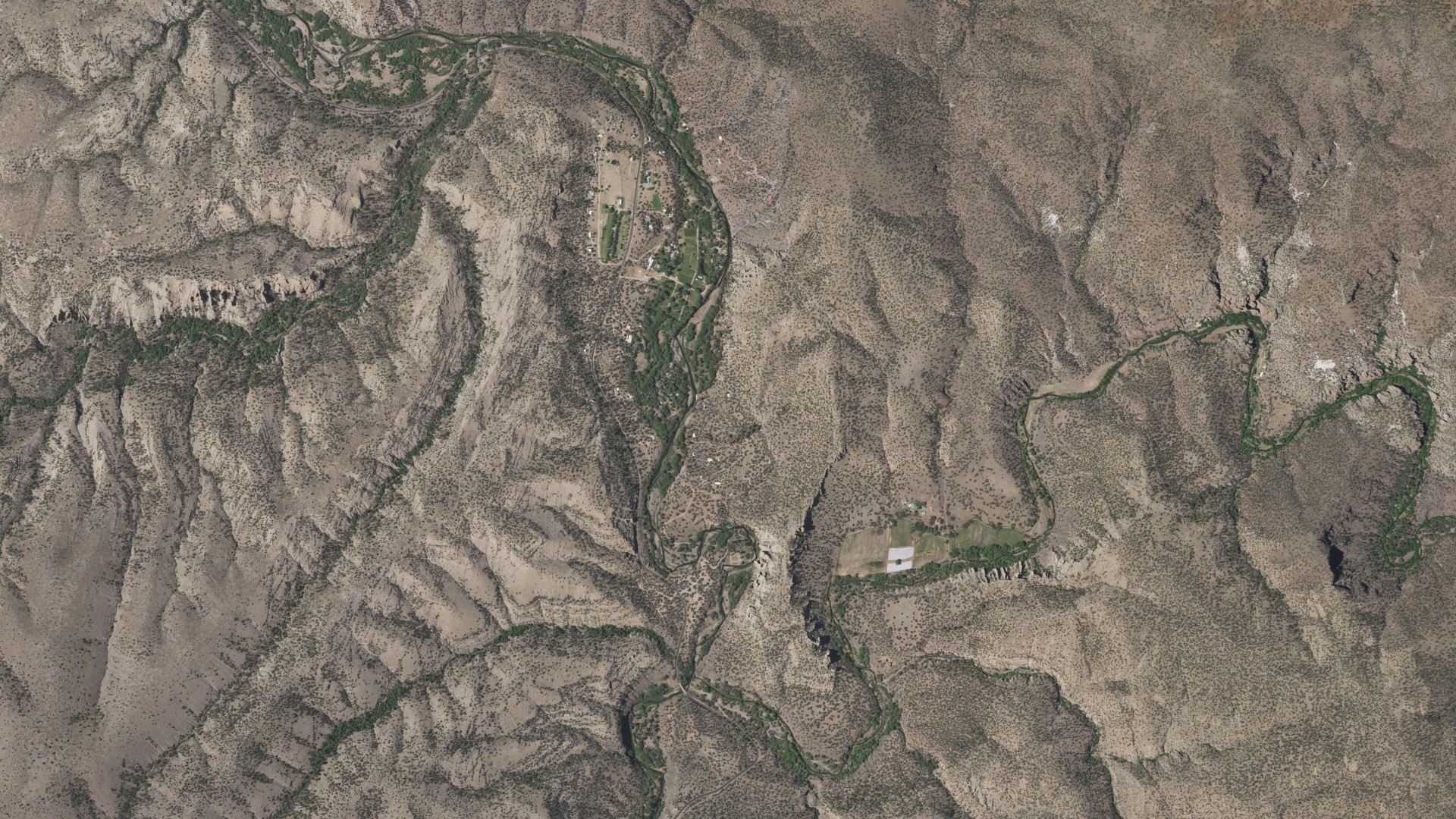 Natural-color aerial photograph of land around Gila Hot Springs, New Mexico
