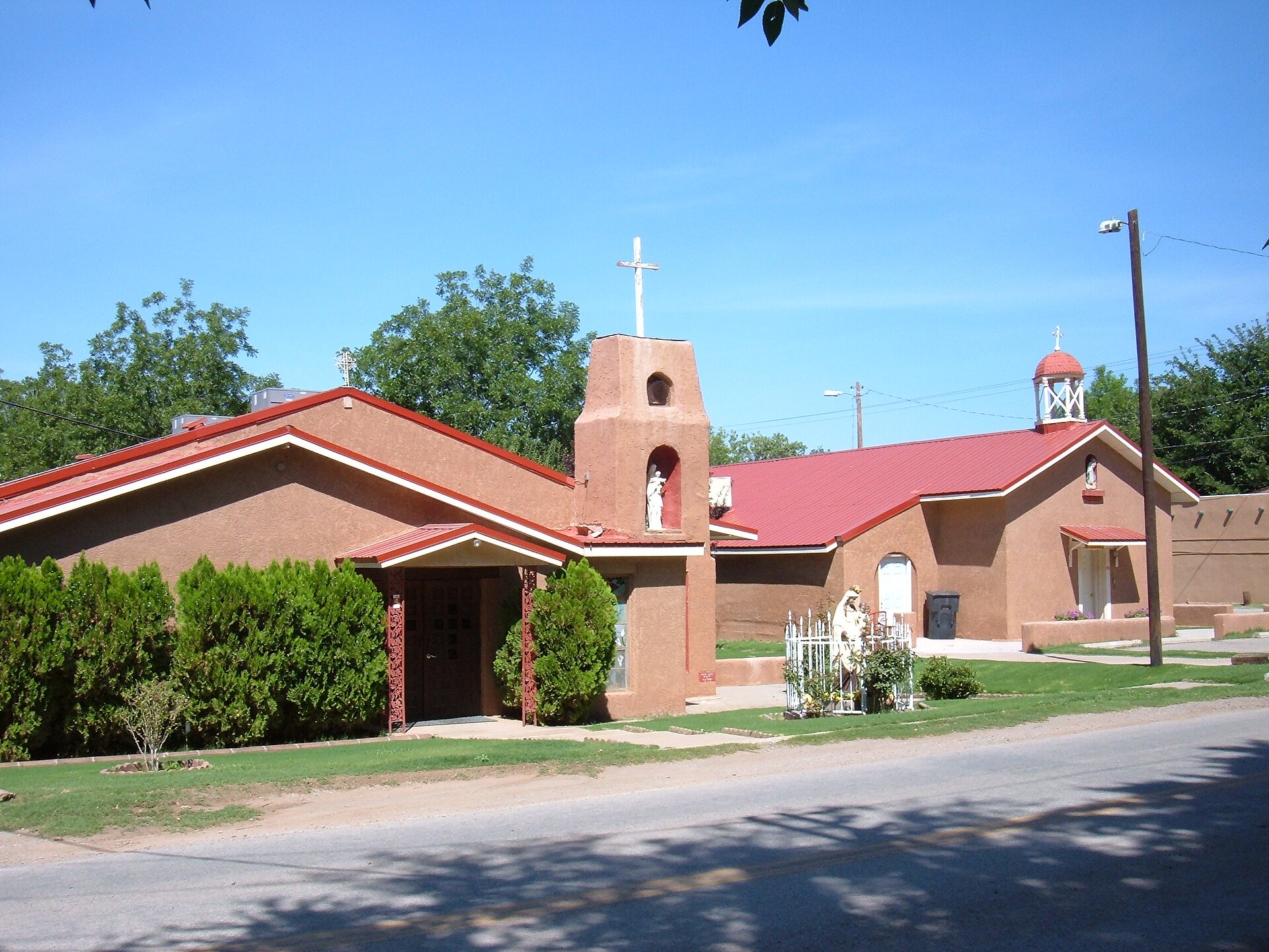Our Lady of the Light (Nuestra Señora de La Luz) Church, located at the corner of Main Street and Alamo Street in La Luz, New Mexico.