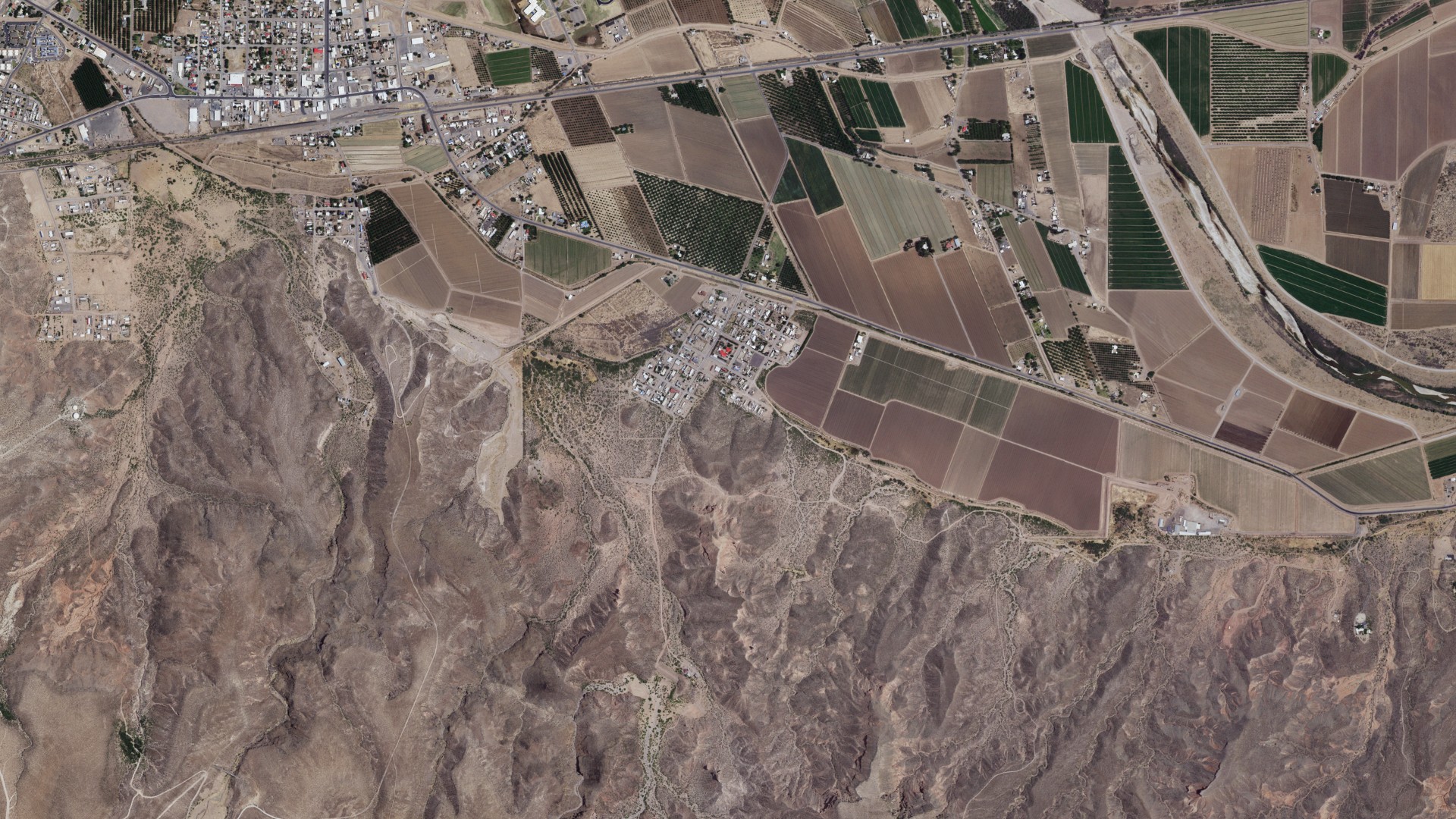 Natural-color aerial photograph of land around Rodey, New Mexico
