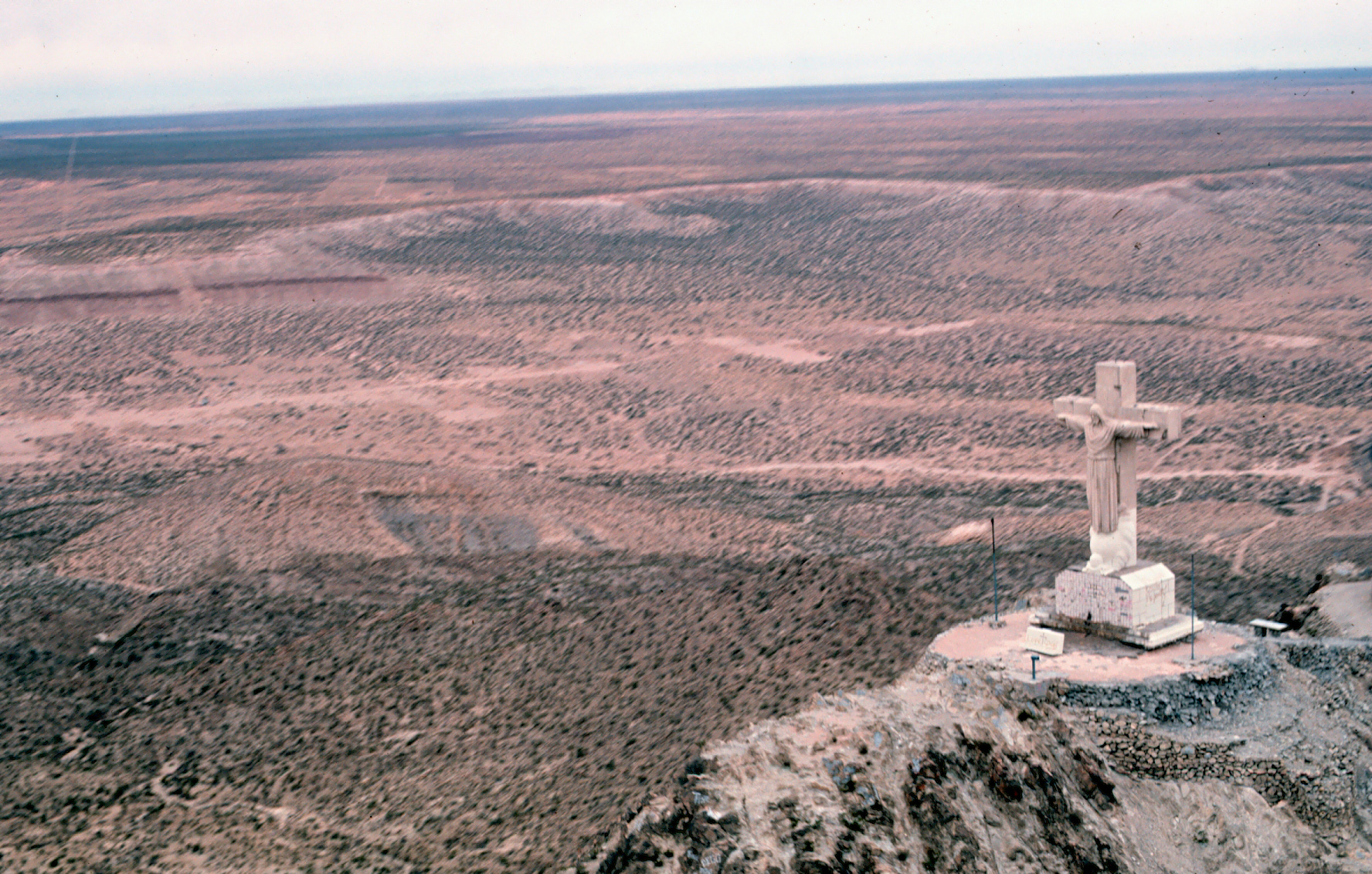 Statue of Christ the King along I-10 at Sunland Park, New Mexico. This statue was made by the sculptor Urbici Soler for the congregration of the San Jose del Rio Church at Smeltertown, New Mexico in 1939.