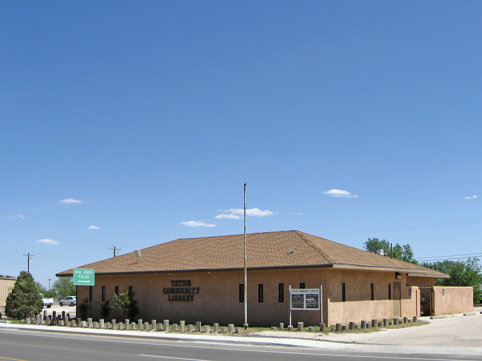 Tatum (New Mexico) Community Library, located at 323 E. Broadway in Tatum, New Mexico.