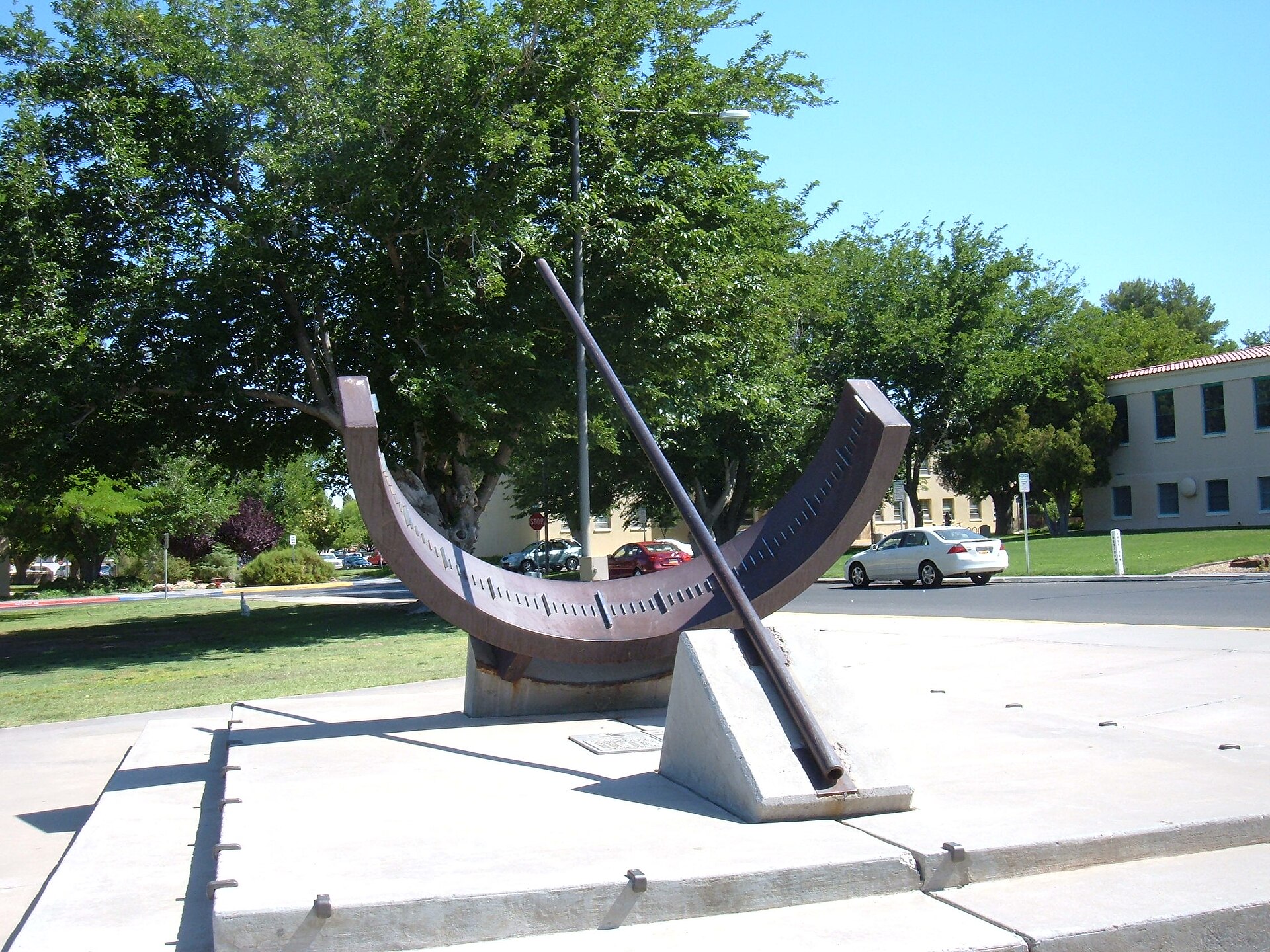 Sundial at New Mexico State University at Las Cruces. About 6 feet across. Located in the Horseshoe in front of Hadley Hall. — University Park, New Mexico