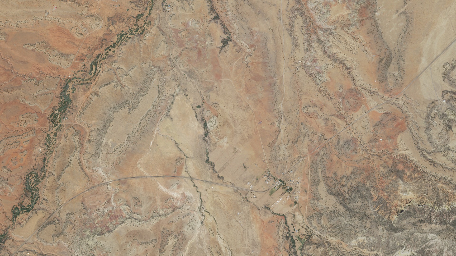 Natural-color aerial photograph of land around Youngsville, New Mexico