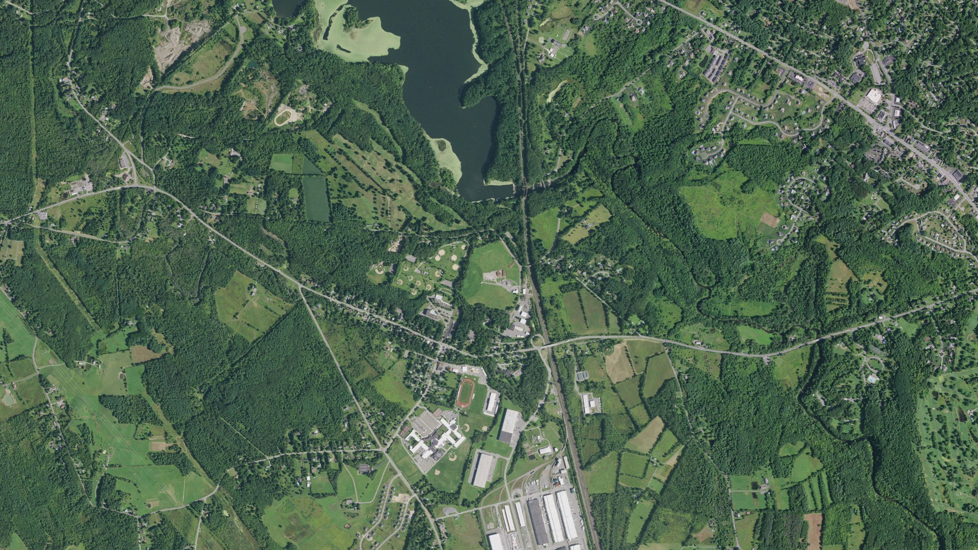 Aerial view of land around Guilderland, New York