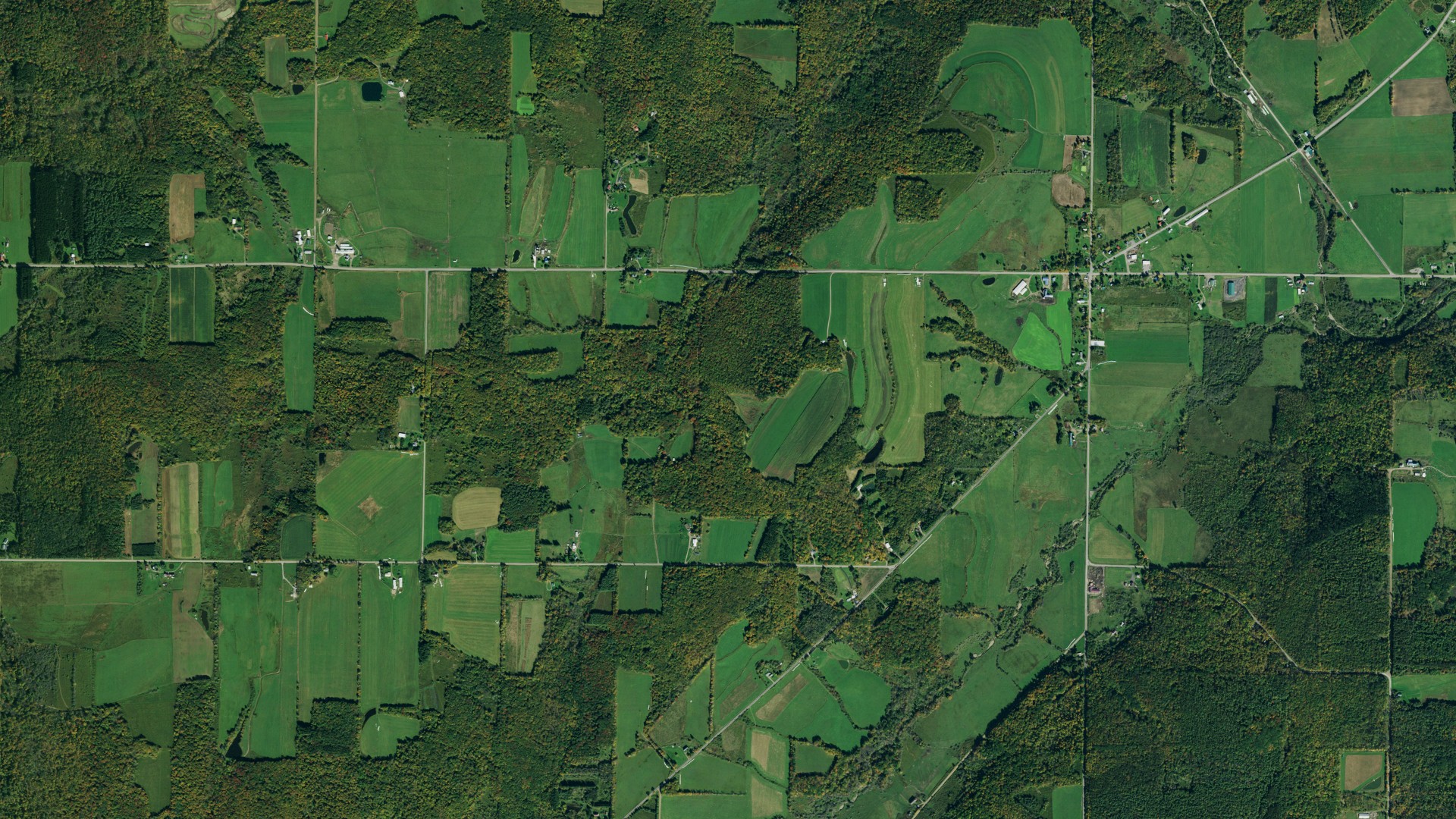 Natural-color aerial photograph of land around Centerville, New York