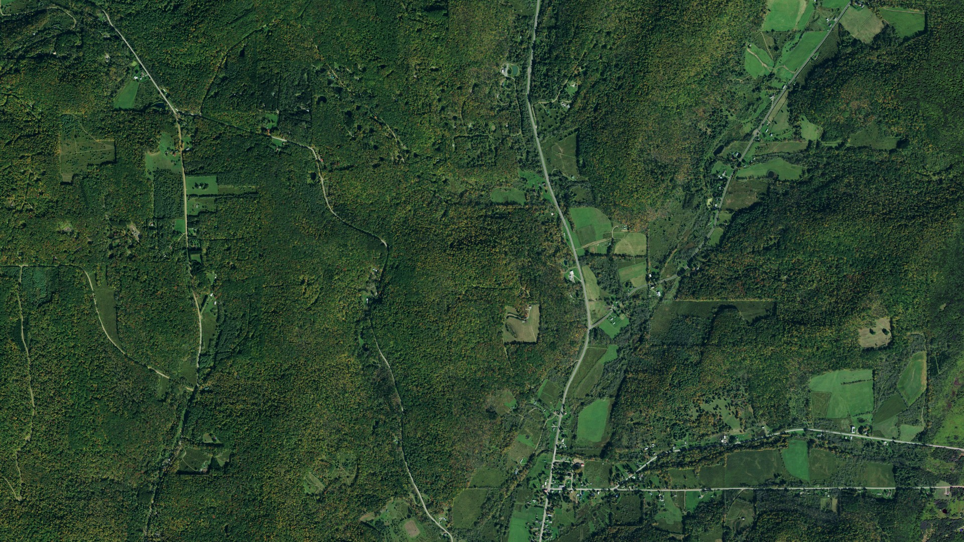 Aerial view of land around Clarksville, New York